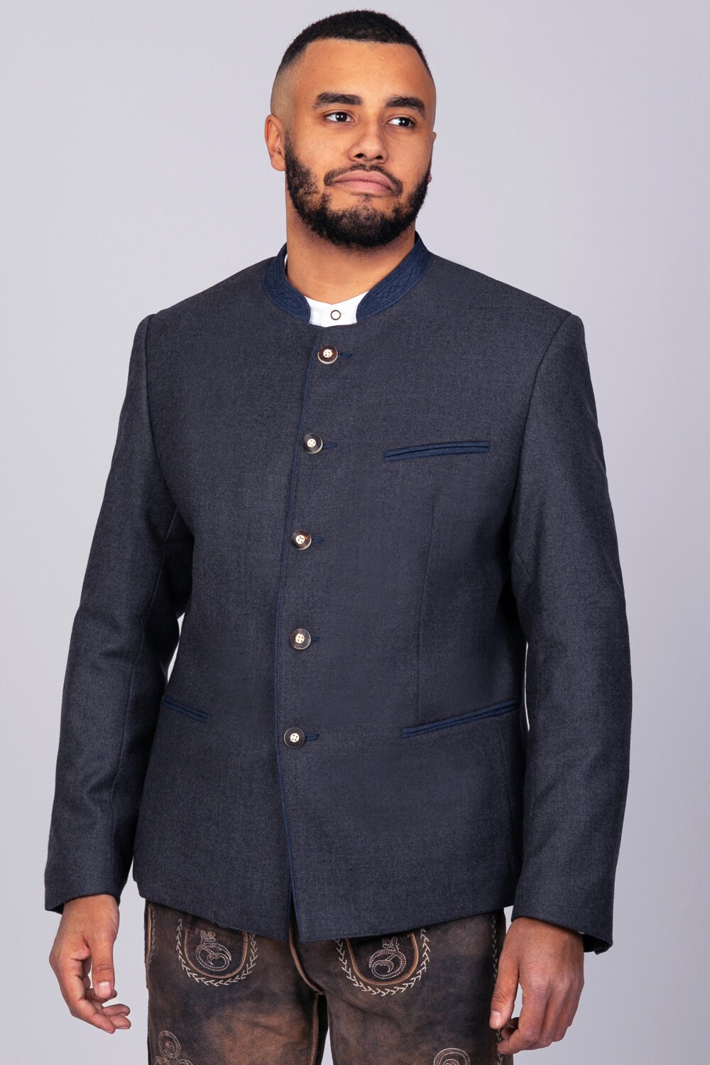 Trachten Janker Benedikt Anthrazit-blau - Bild 1