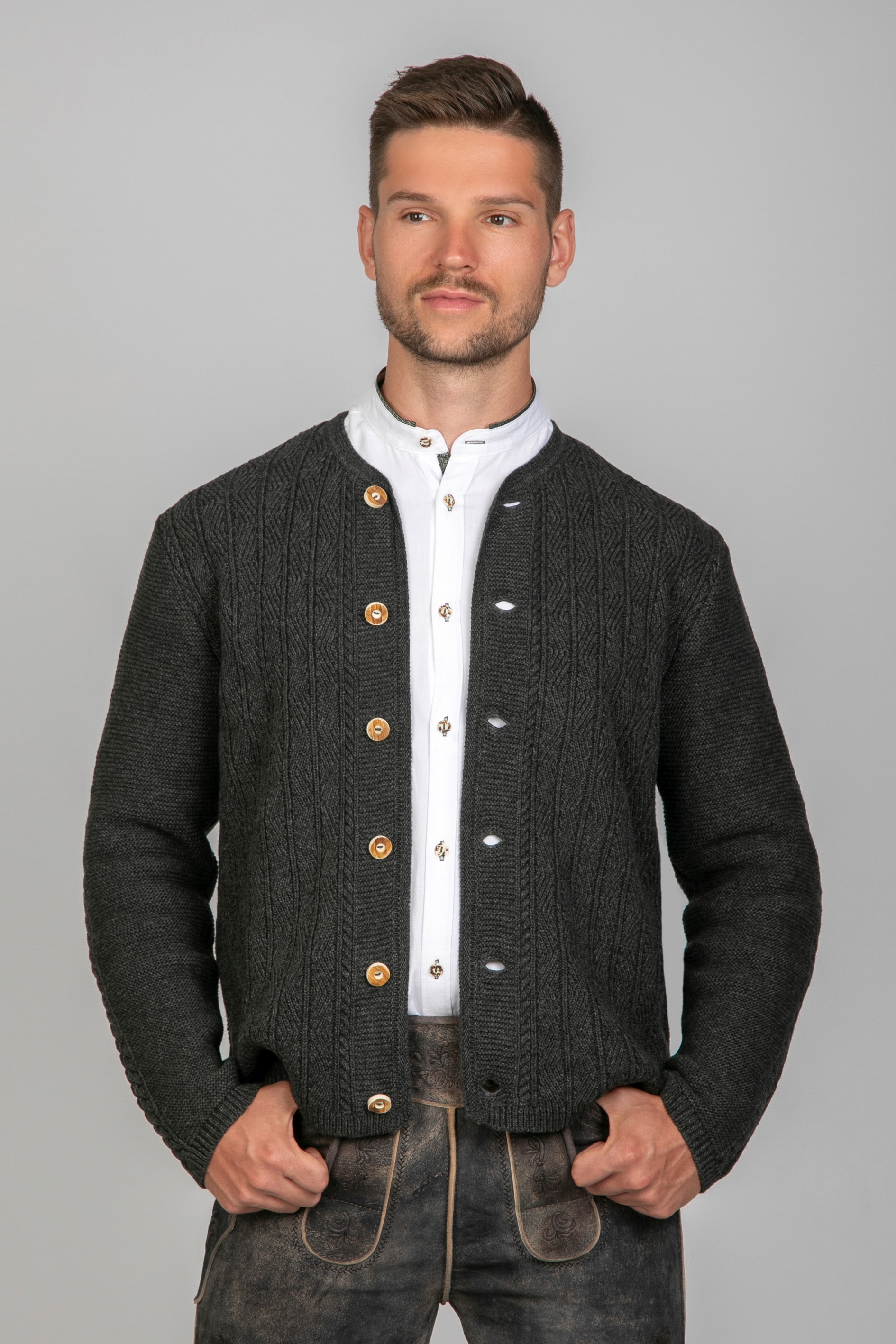 Trachten Strickjacke Leo Dunkelgrau - Bild 1