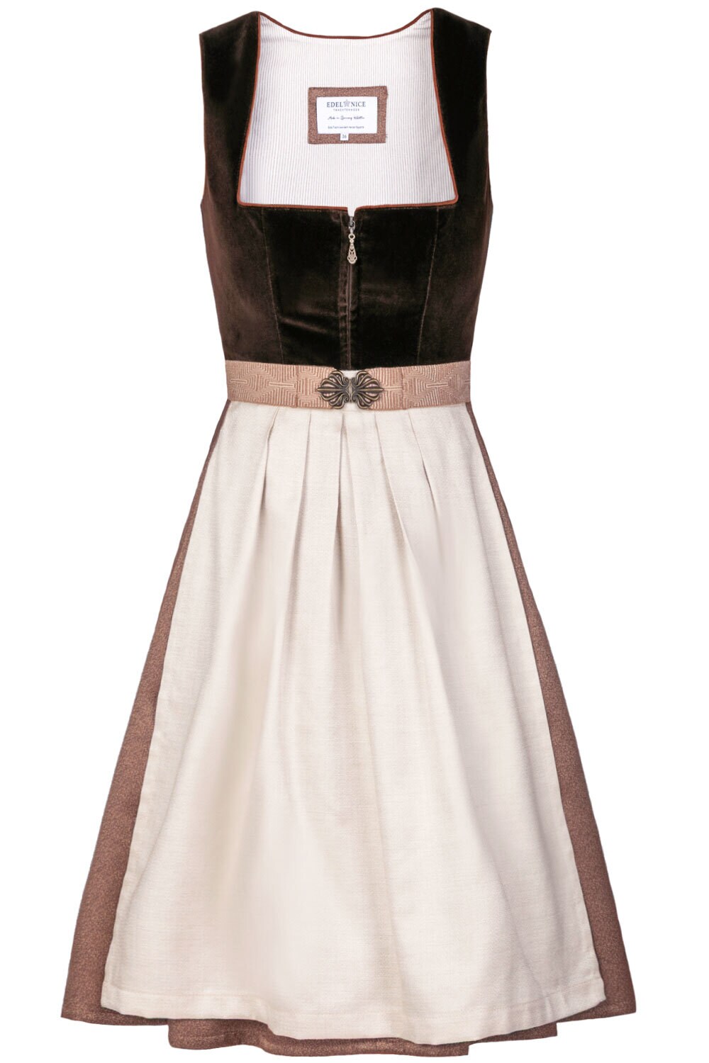 Midi Dirndl Theresie Samt Braun