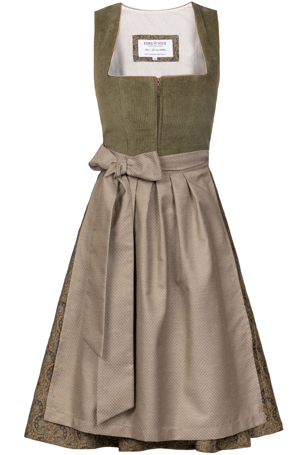 Midi Dirndl Emilia Gr&uuml;n Cord - Bild 1