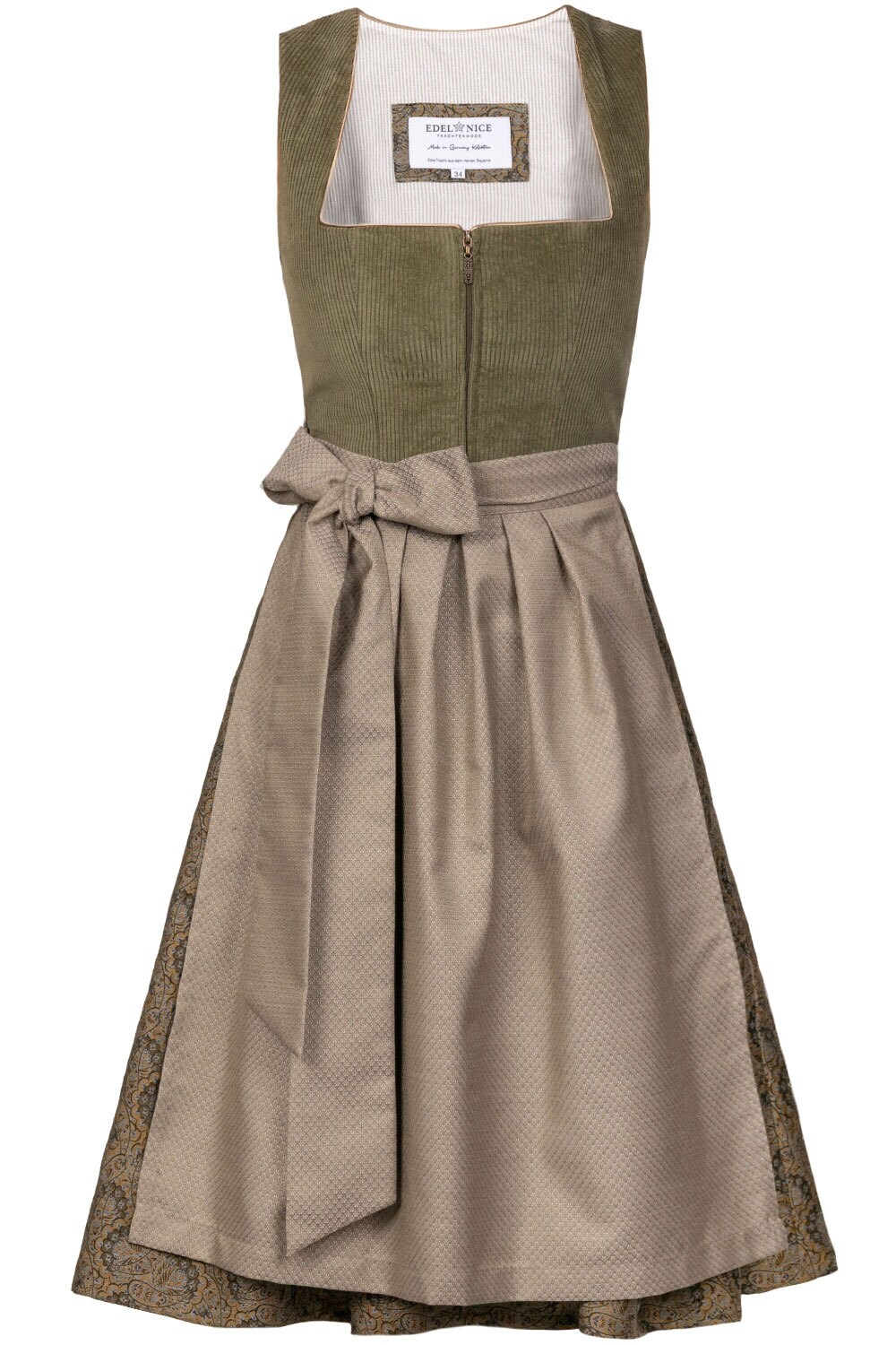 Midi Dirndl Emilia Gr&uuml;n Cord - Bild 1