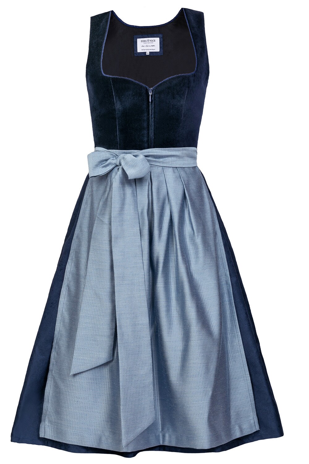 Midi Dirndl Luna Samt Blau - Bild 1