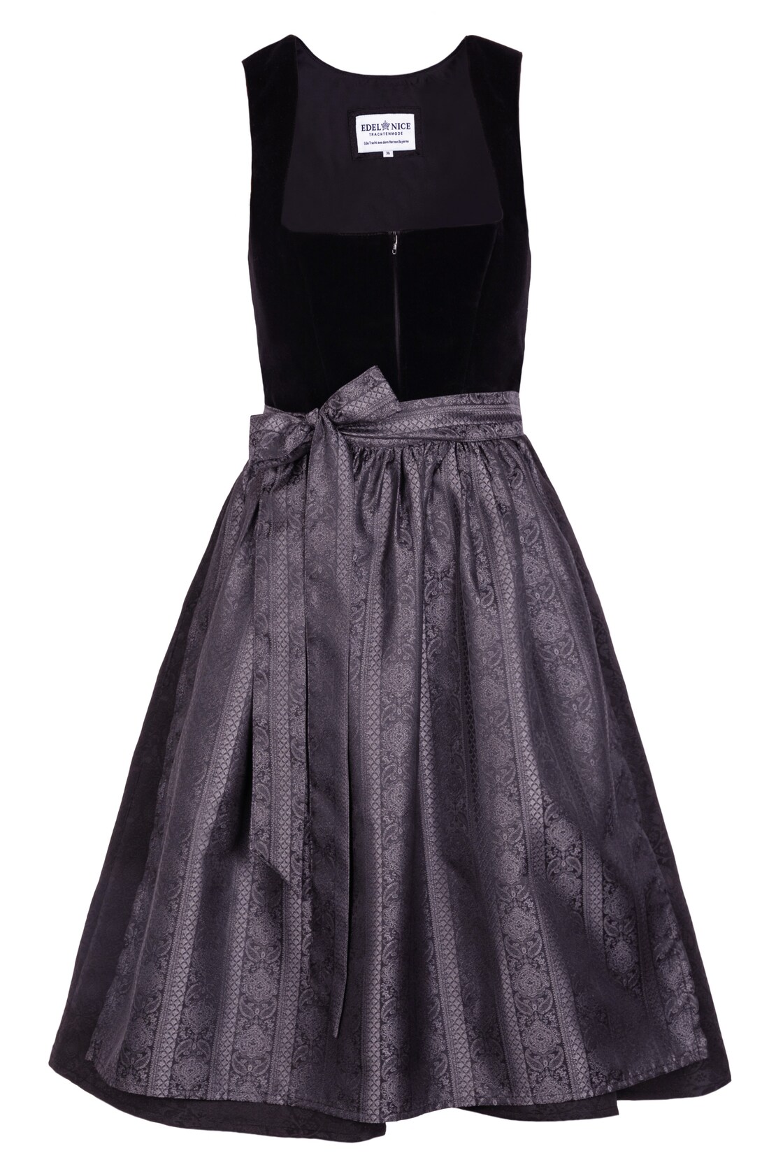 Midi Dirndl Evi Samt Schwarz | 04262419963154