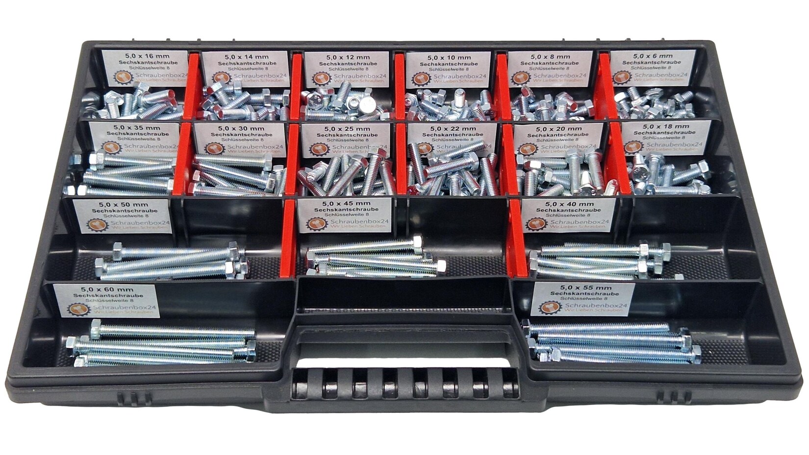 Sechskantschrauben Sortiment M5 // 6mm-60mm 300 tlg Schraubenbox DIN 933/ISO4017 Vollgewindeschrauben Maschinenschrauben Gewindeschrauben Sechskantschrauben | 04270002651159