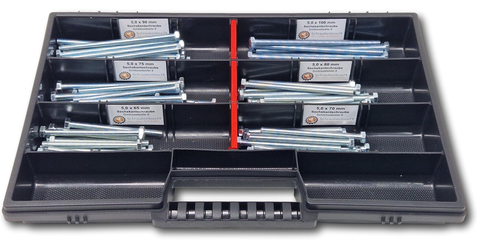 Sechskantschrauben Sortiment M5 // 65mm-100mm 90 tlg Schraubenbox DIN 933/ISO4017 Vollgewindeschrauben Maschinenschrauben Gewindeschrauben Sechskantschrauben | 04270002651173