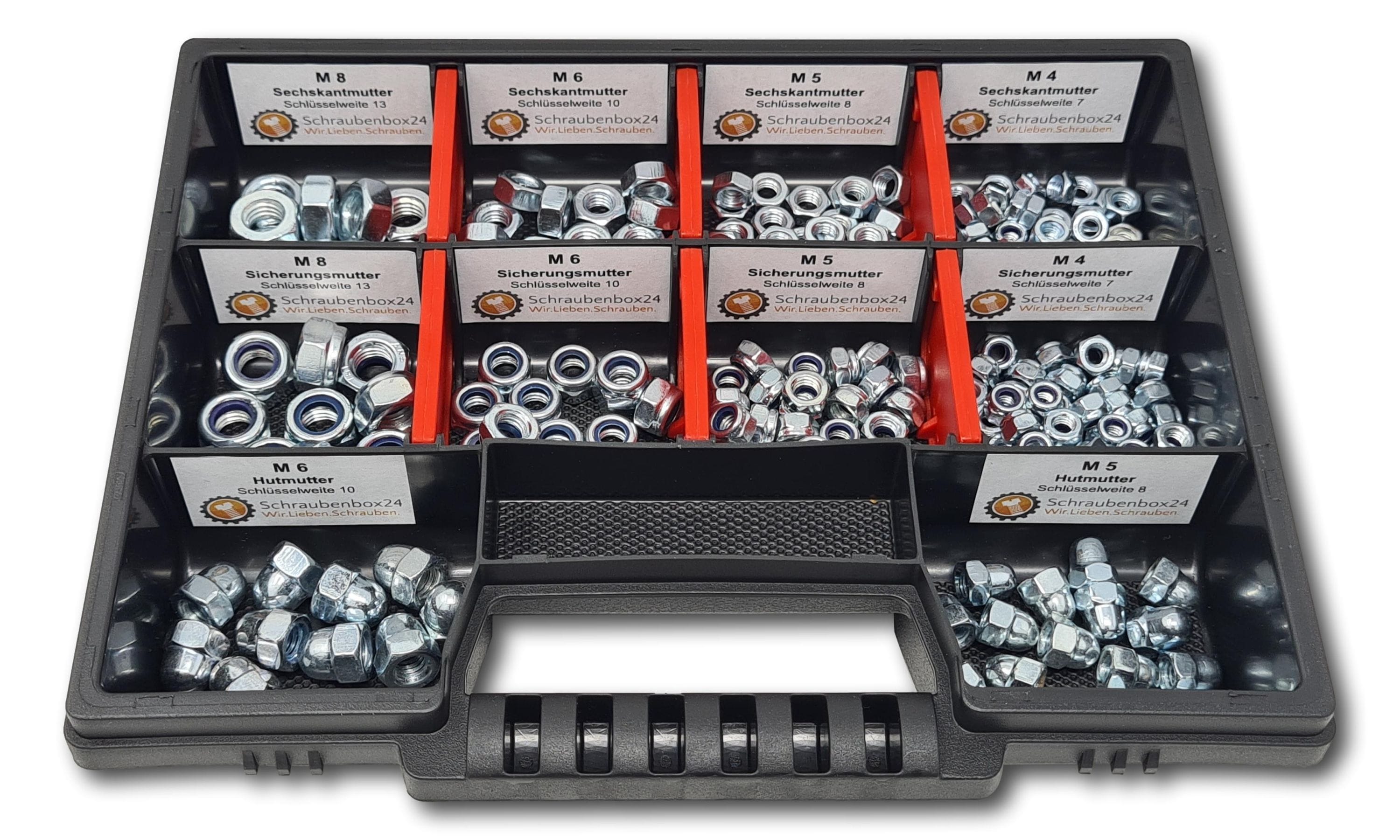 Muttern Sortiment M4-M5-M6-M8 235 tlg. Schraubenbox - Bild 1