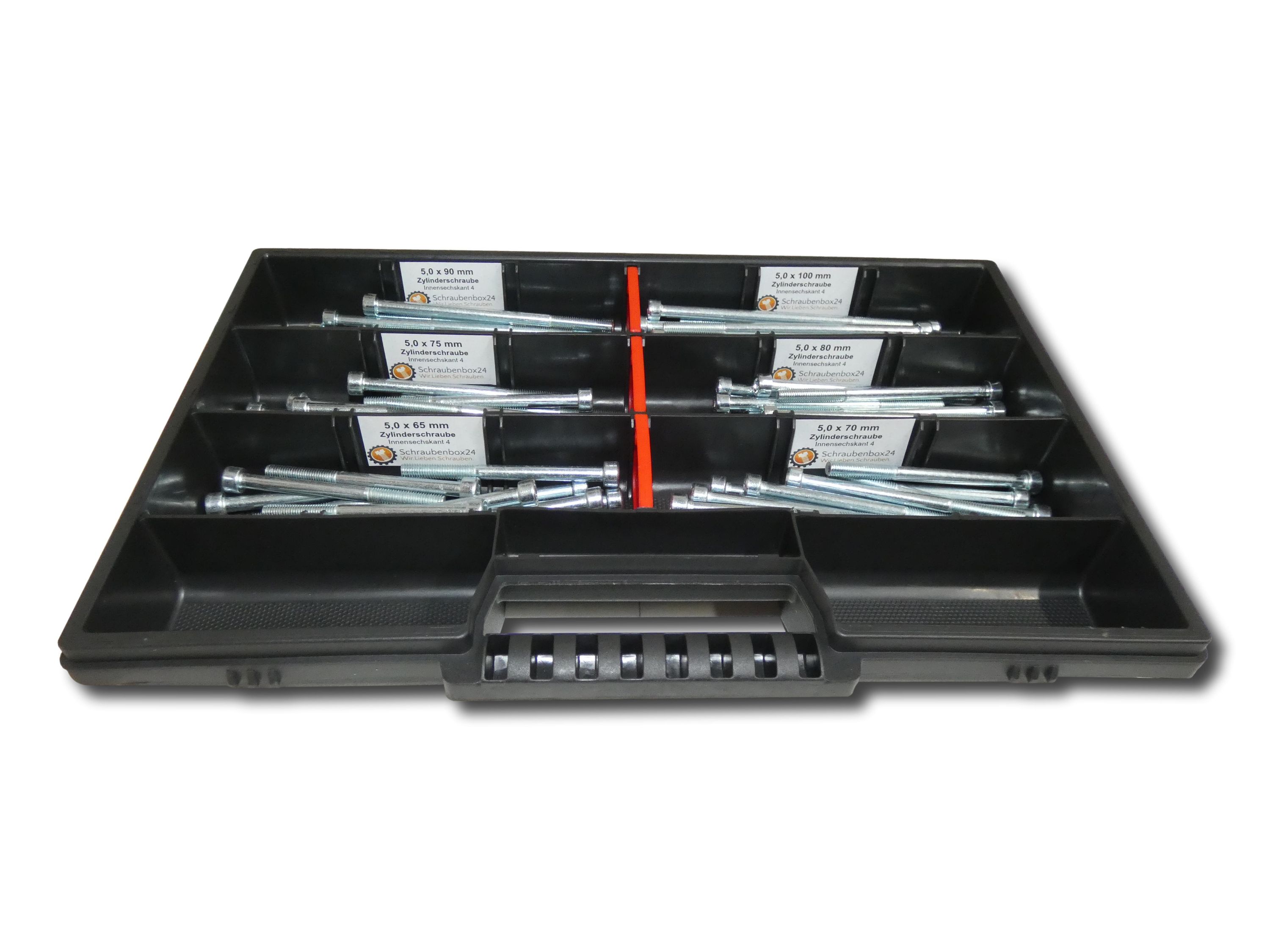 90 tlg Zylinderschrauben Sortiment  M5 // 65mm-100mm Schrauben Set Schraubenbox DIN 912/ISO4762 Bolzen Vollgewindeschrauben Maschinenschrauben Gewindeschrauben Zylinderkopfschrauben - Bild 1