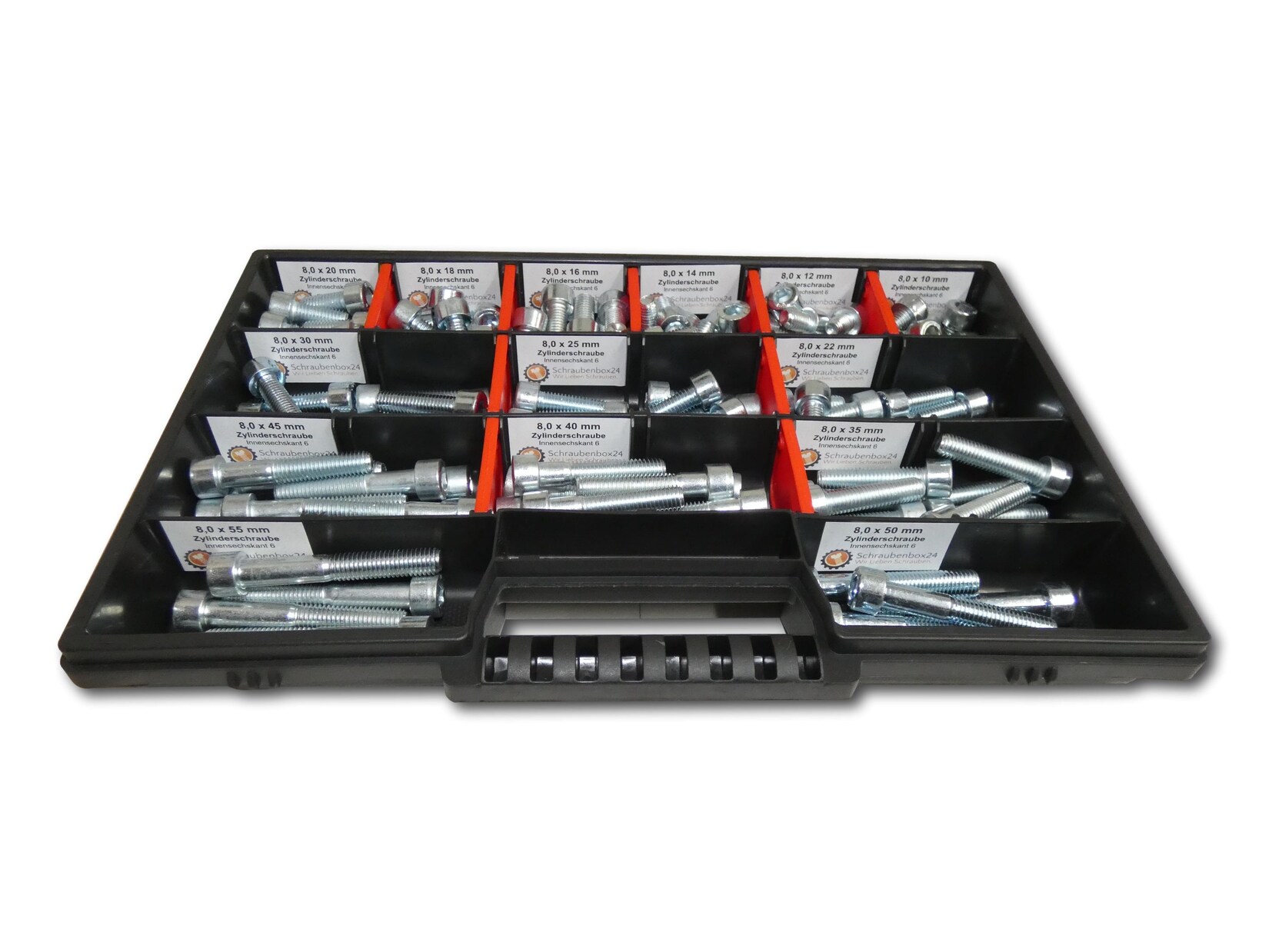 130 tlg Zylinderschrauben Sortiment M8 // 10mm-55mm Schrauben Set Schraubenbox DIN 912/ISO4762 Bolzen Vollgewindeschrauben Maschinenschrauben Gewindeschrauben Zylinderkopfschrauben | 04270002651296