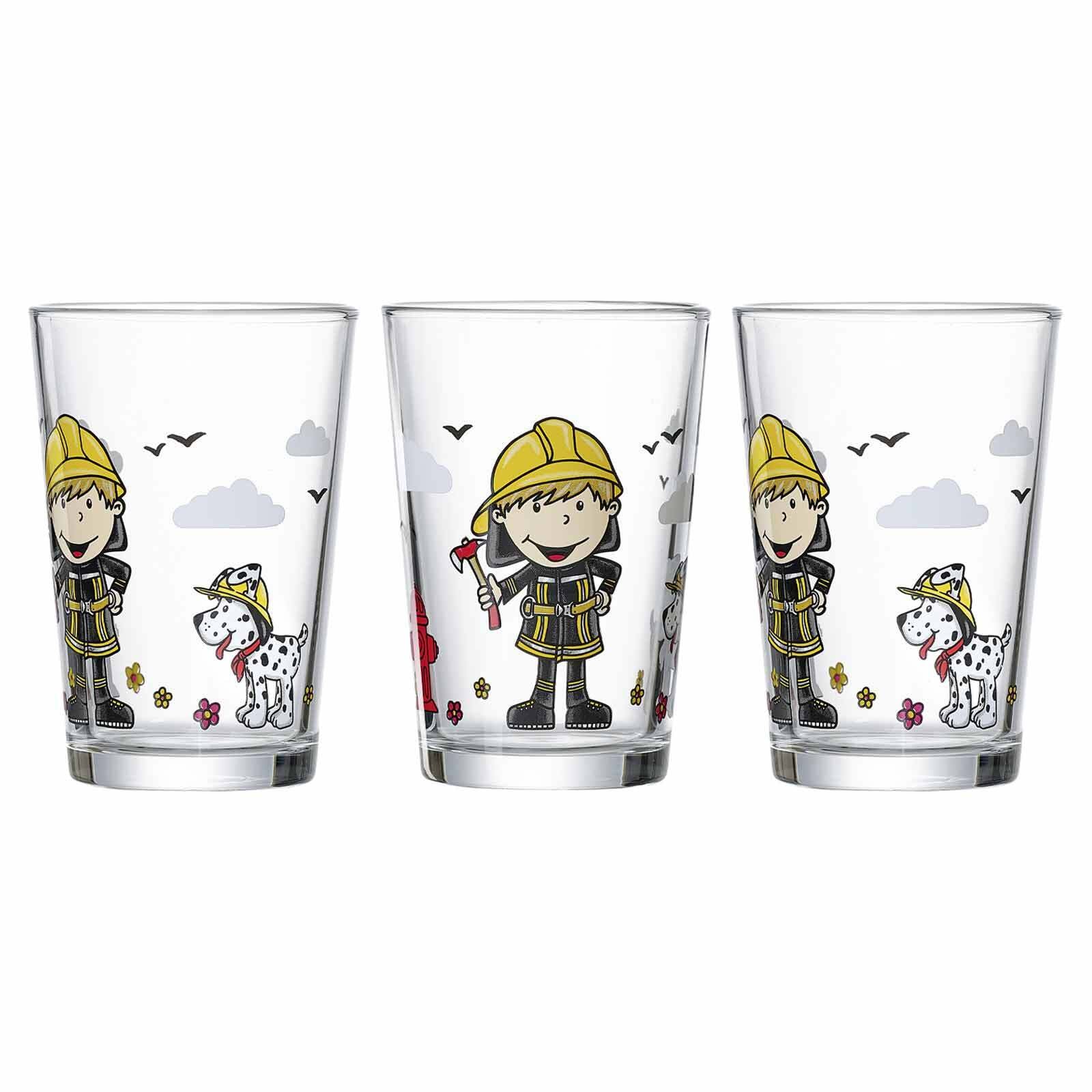 Ritzenhoff & Breker Kindergl&auml;ser Feuerwehrmann Bernie 205 ml 3er Set - Bild 1