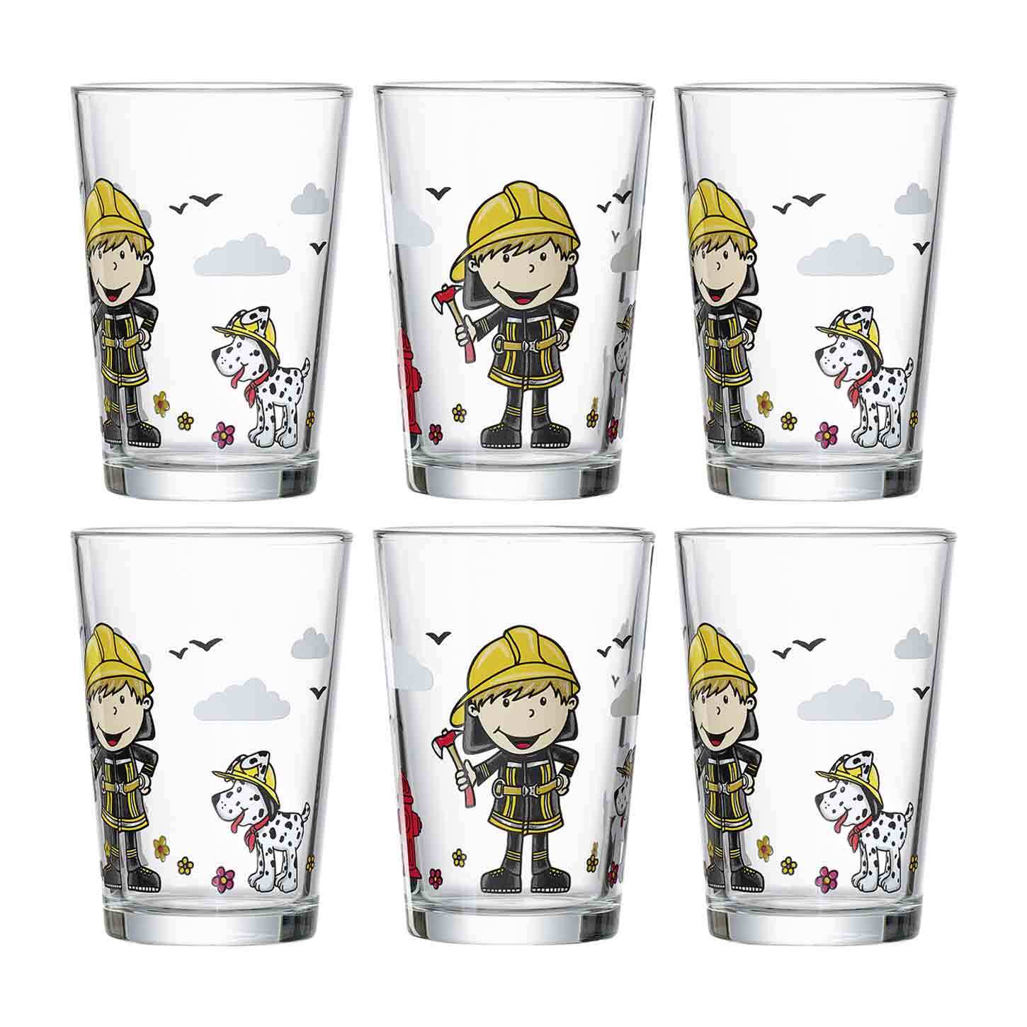 Ritzenhoff & Breker Kindergl&auml;ser Feuerwehrmann Bernie 205 ml 6er Set - Bild 1