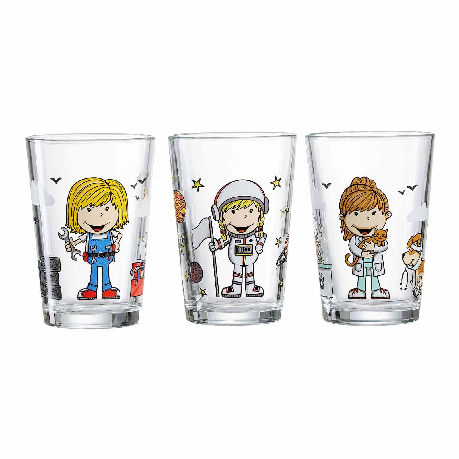 Ritzenhoff & Breker Kindergl&auml;ser Berufe M&auml;dchen 205 ml 3er Set - Bild 1