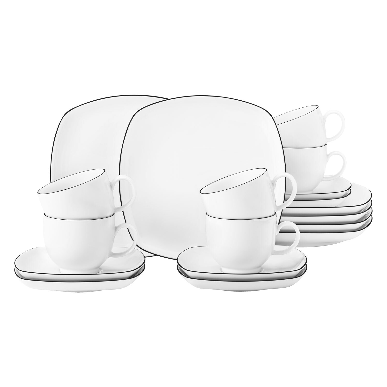 Seltmann Weiden Kaffeeservice eckig Lido Black Line 18er Set - Bild 1