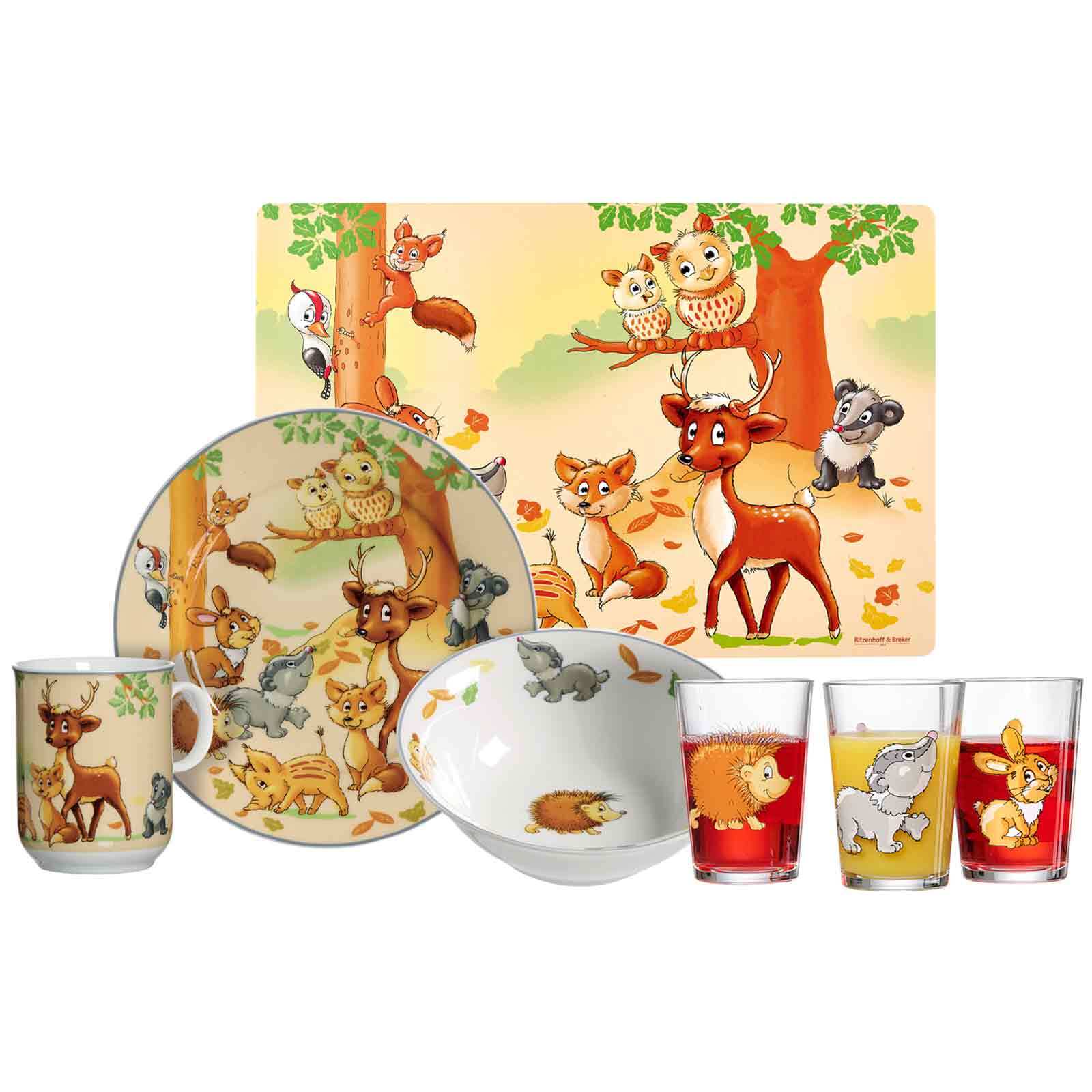 Ritzenhoff & Breker Geschirr-Set mit Kinderbecher Waldtiere 7er Set - Bild 1