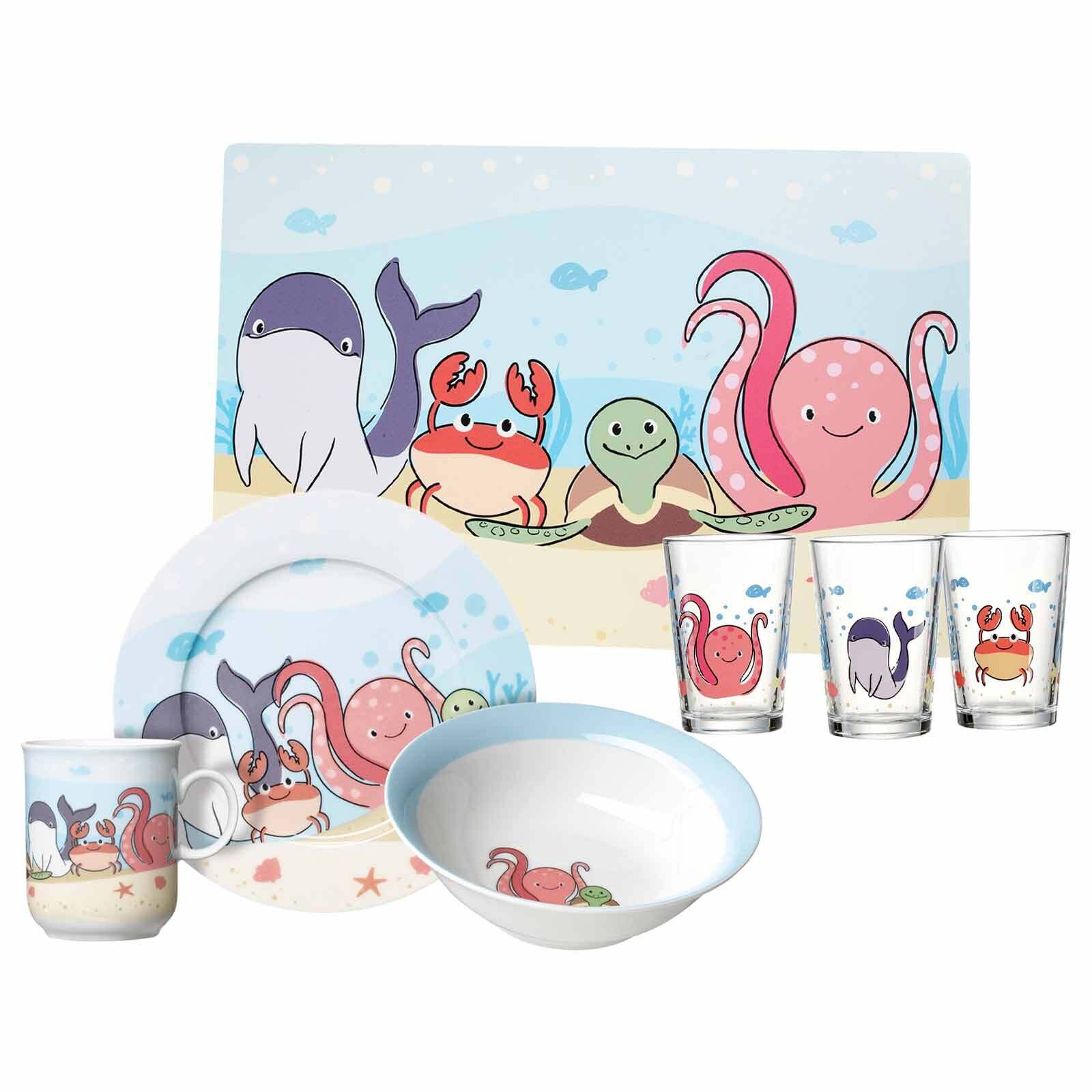 Geschirr-Set mit Kinderbecher Unterwasserwelt 7er Set