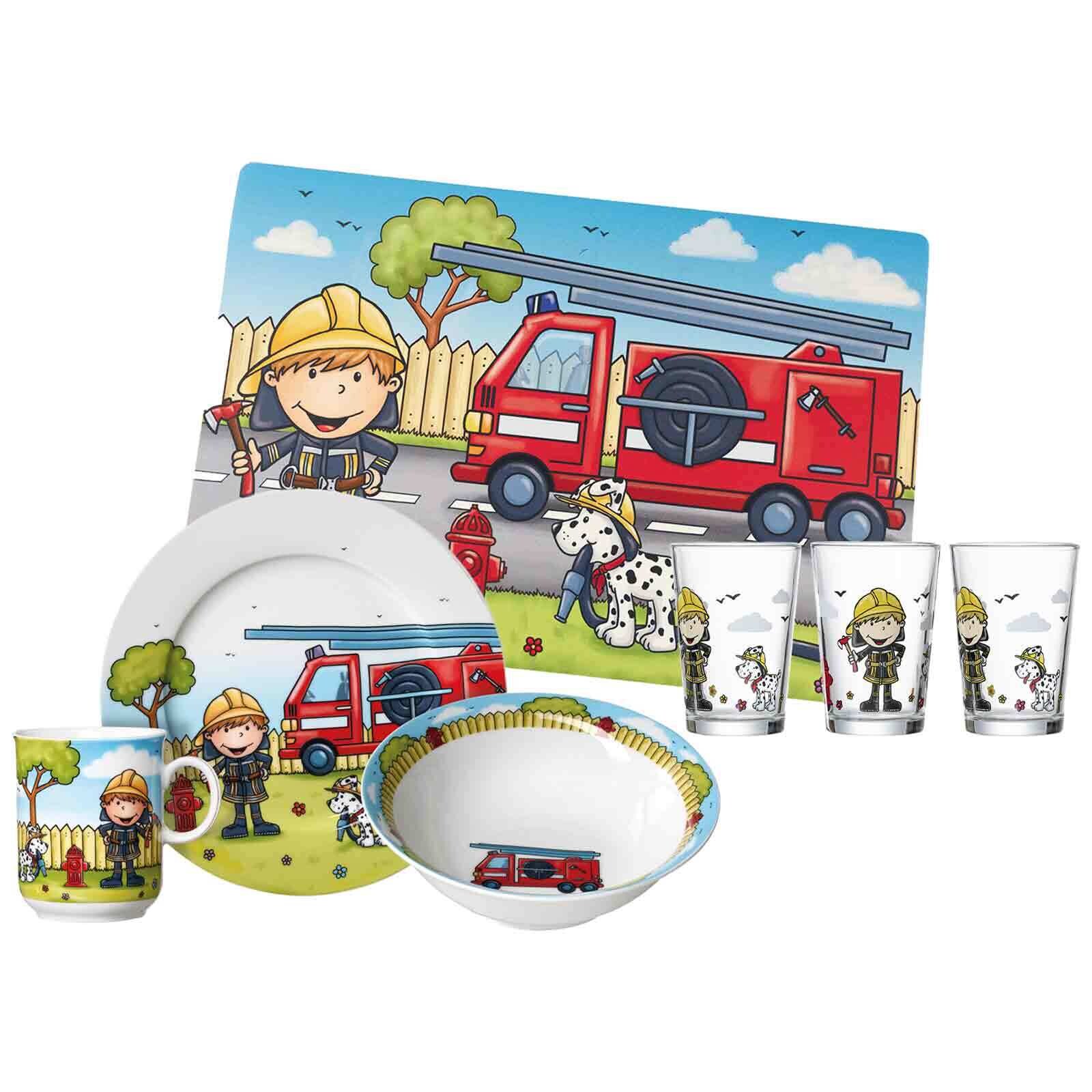 Geschirr-Set mit Kinderbecher Feuerwehrmann Bernie 7er Set