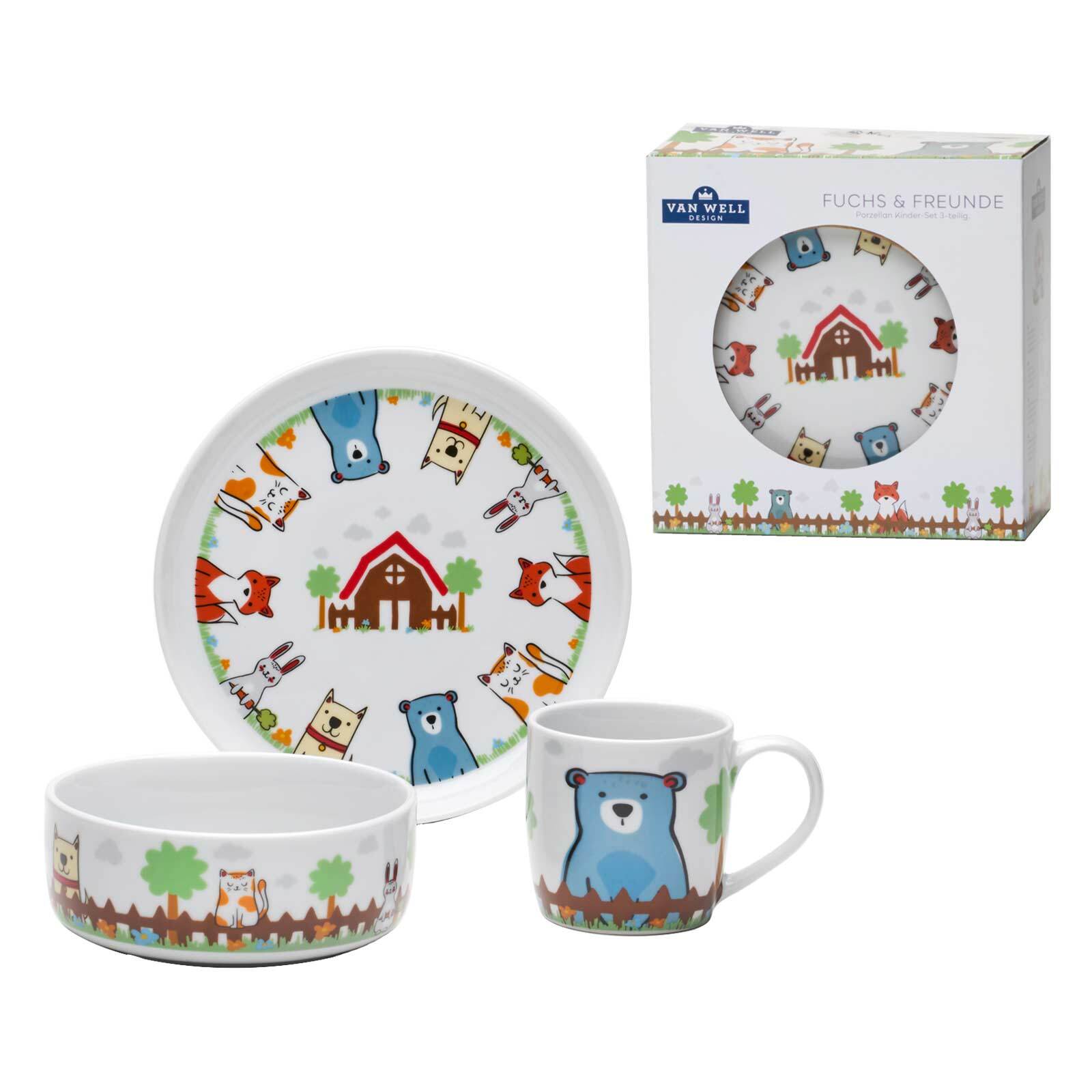 Van Well Kindergeschirr Set Fuchs und Freunde 3er Set - Bild 1