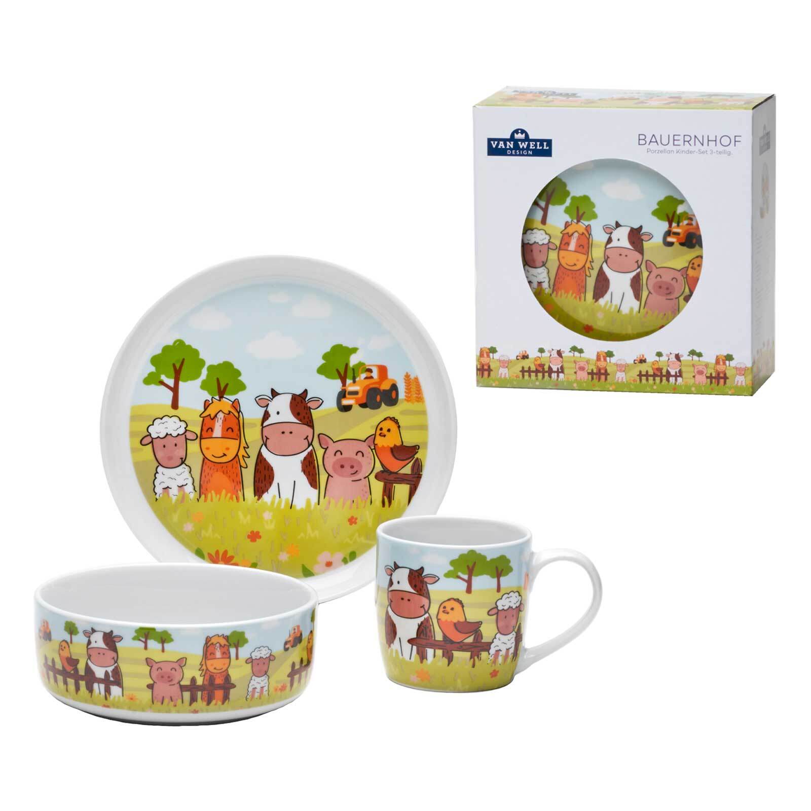 Van Well Kindergeschirr Set Bauernhof 3er Set - Bild 1