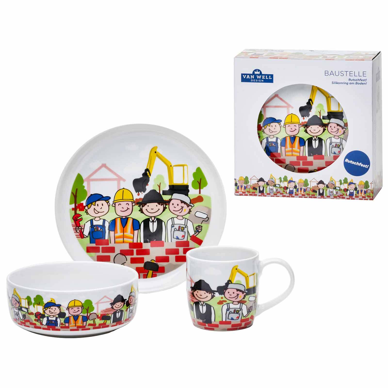 Van Well Kindergeschirr Set Baustelle 3er Set - Bild 1