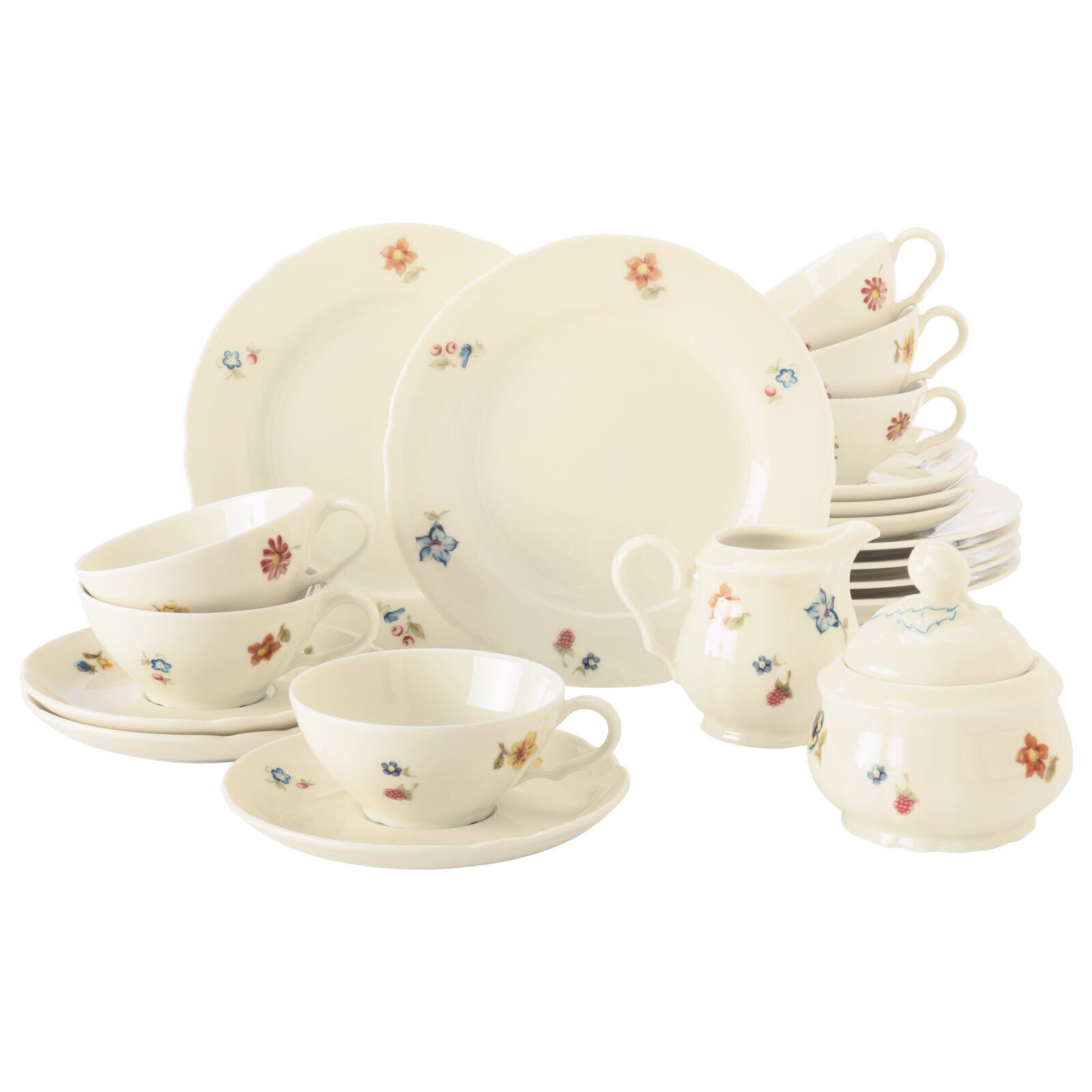 Seltmann Weiden Teeservice Marieluise Elfenbein Bl&uuml;tenmeer 20er Set - Bild 1
