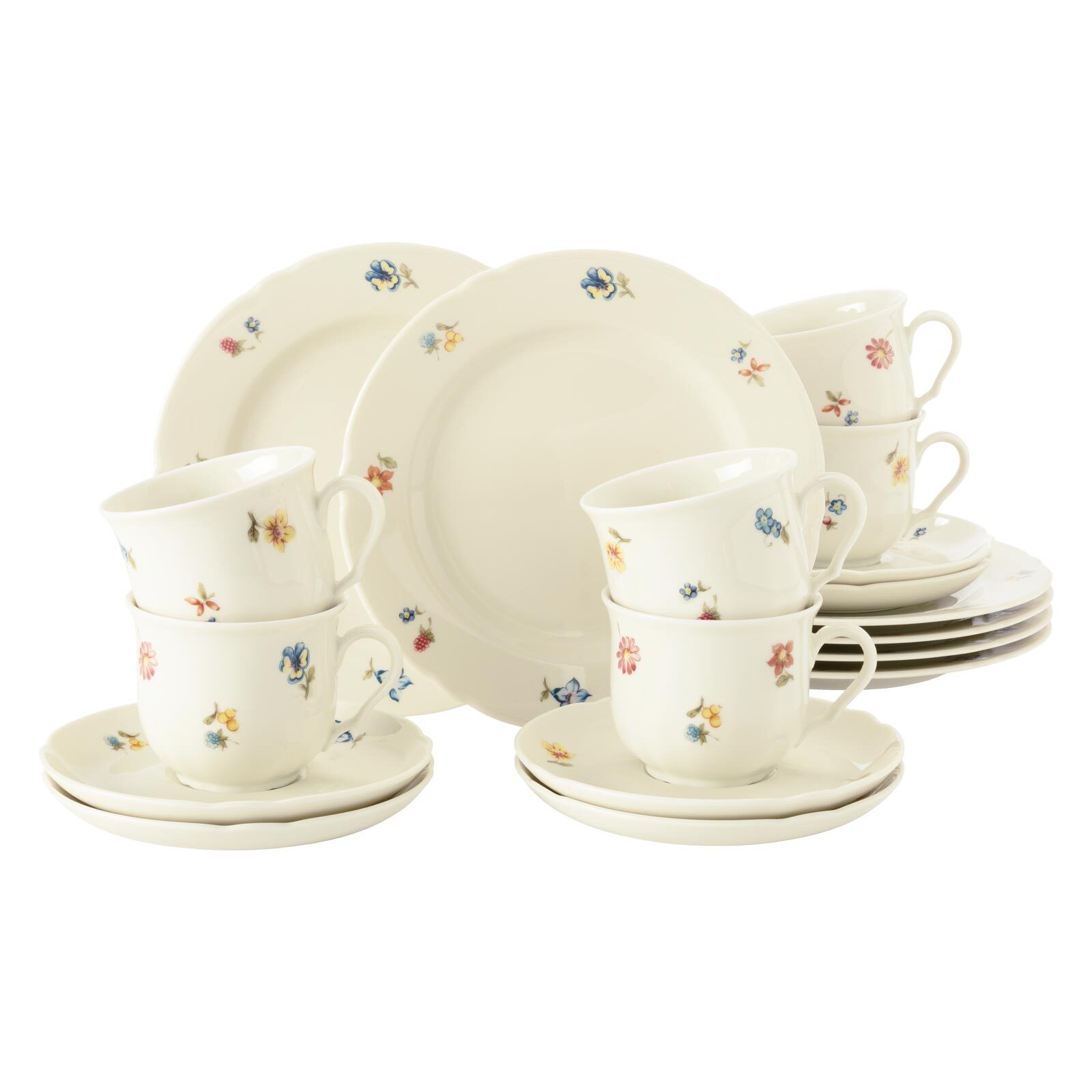 Seltmann Weiden Kaffeeservice Marieluise Elfenbein Bl&uuml;tenmeer 18er Set - Bild 1