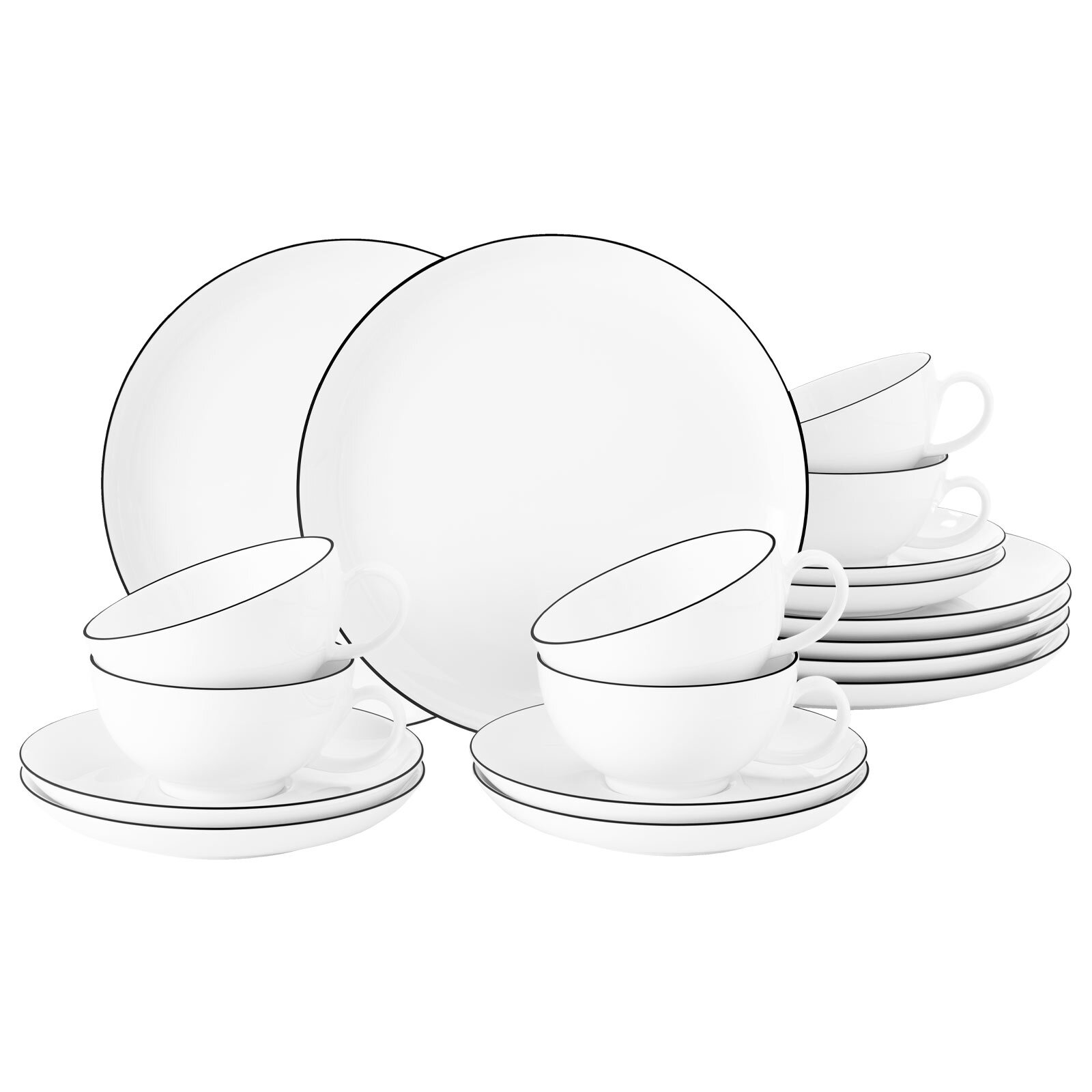 Seltmann Weiden Teeservice Lido Black Line 18er Set - Bild 1