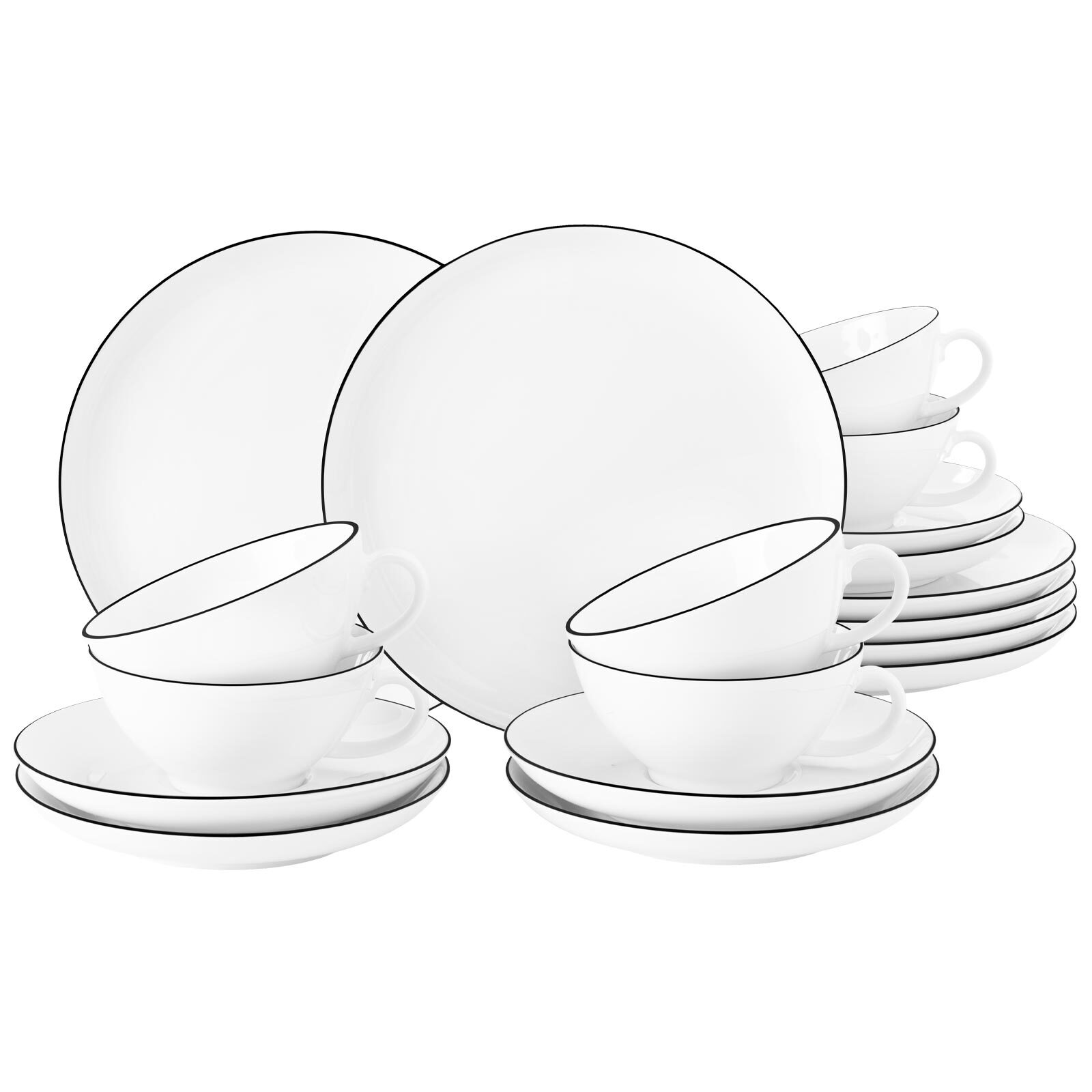 Seltmann Weiden Teeservice Lido Black Line 18er Set - Bild 1