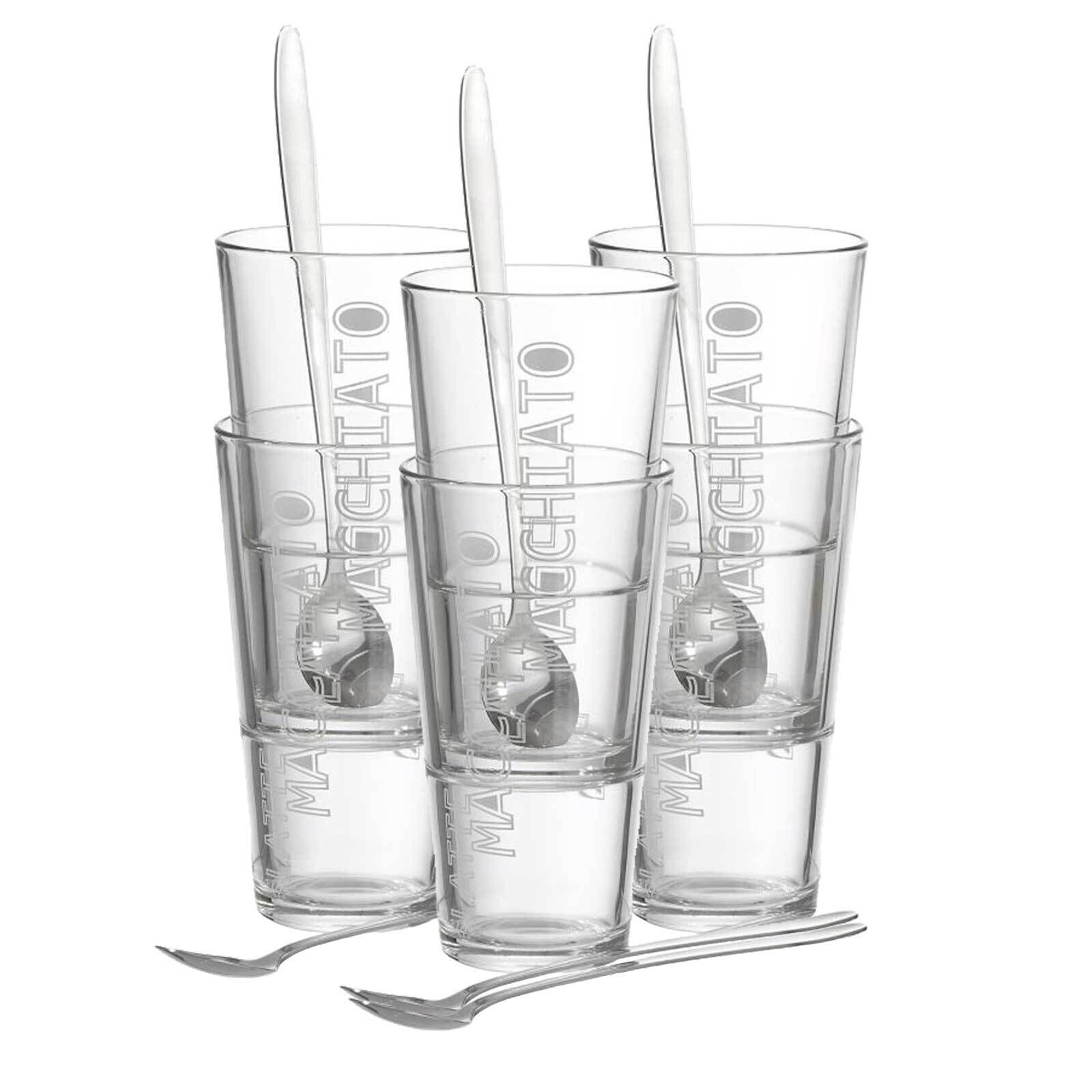 Latte Macchiato Gläser + Löffel Lena  6er Set
