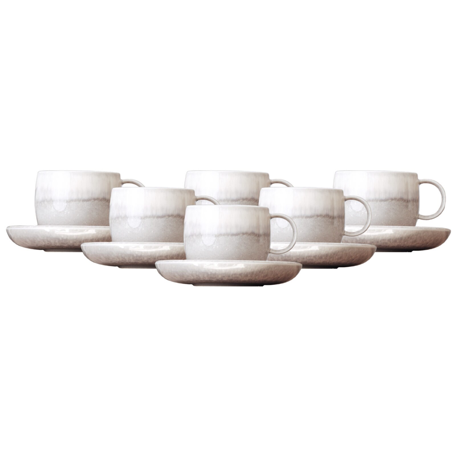 Kaffeetassen mit Untertassen Perlemor Sand  6er Set