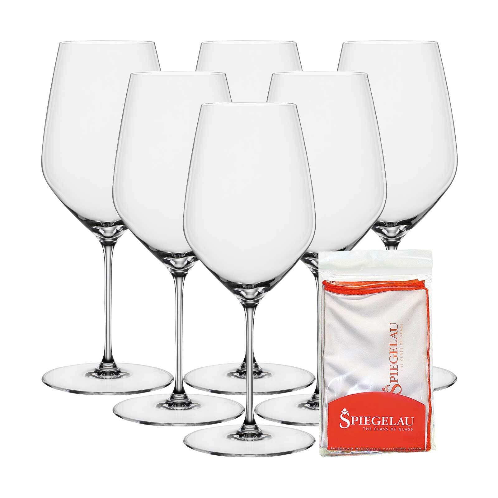 Spiegelau Bordeauxgläser + Poliertuch Hi-Lite 650 ml 6er Set