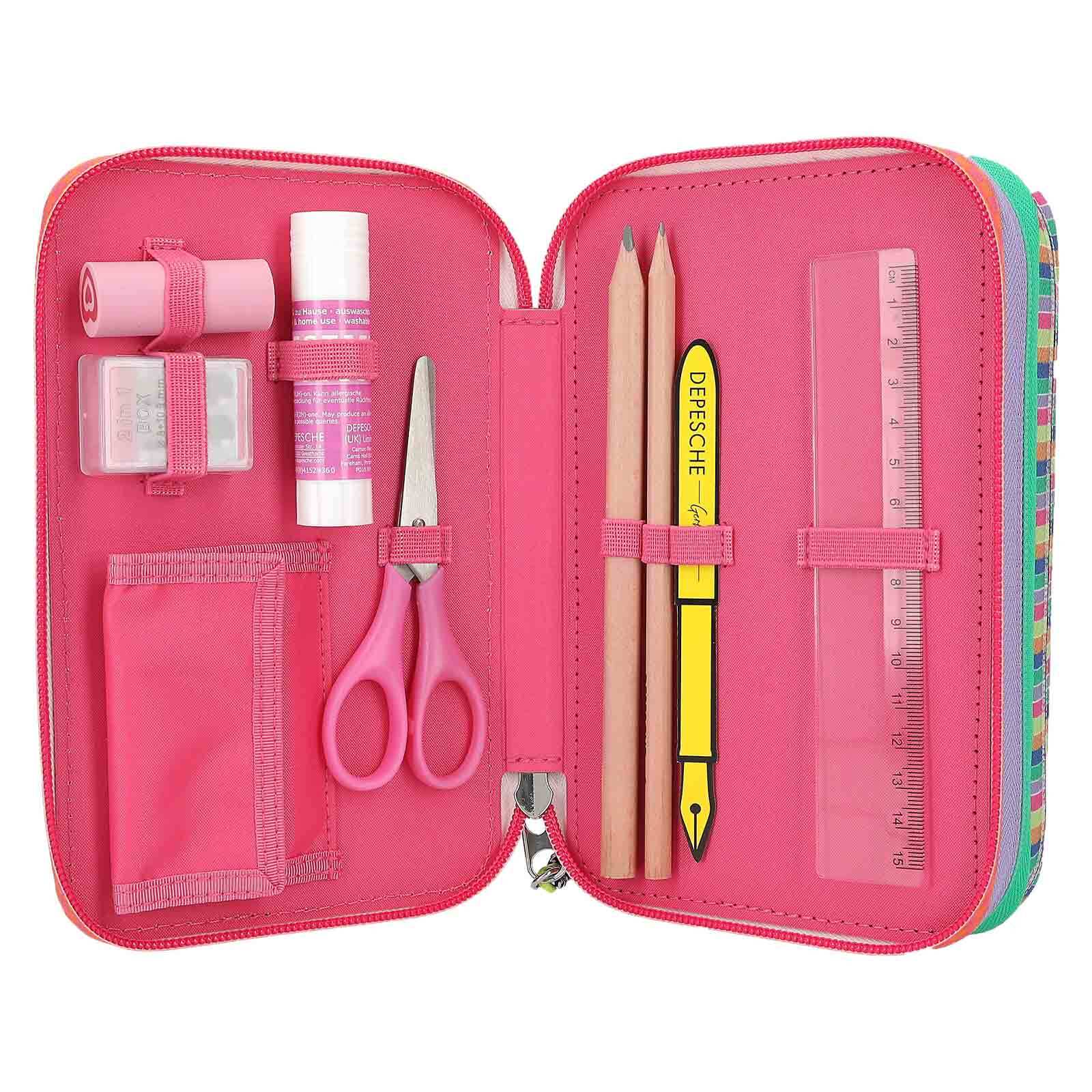 Barbie Federmäppchen Groß – 3 Fächer – Komplett Mit 44 Teilen – Stifte, Lineal, Schere & Mehr – Offizielles Barbie-Lizenzprodukt