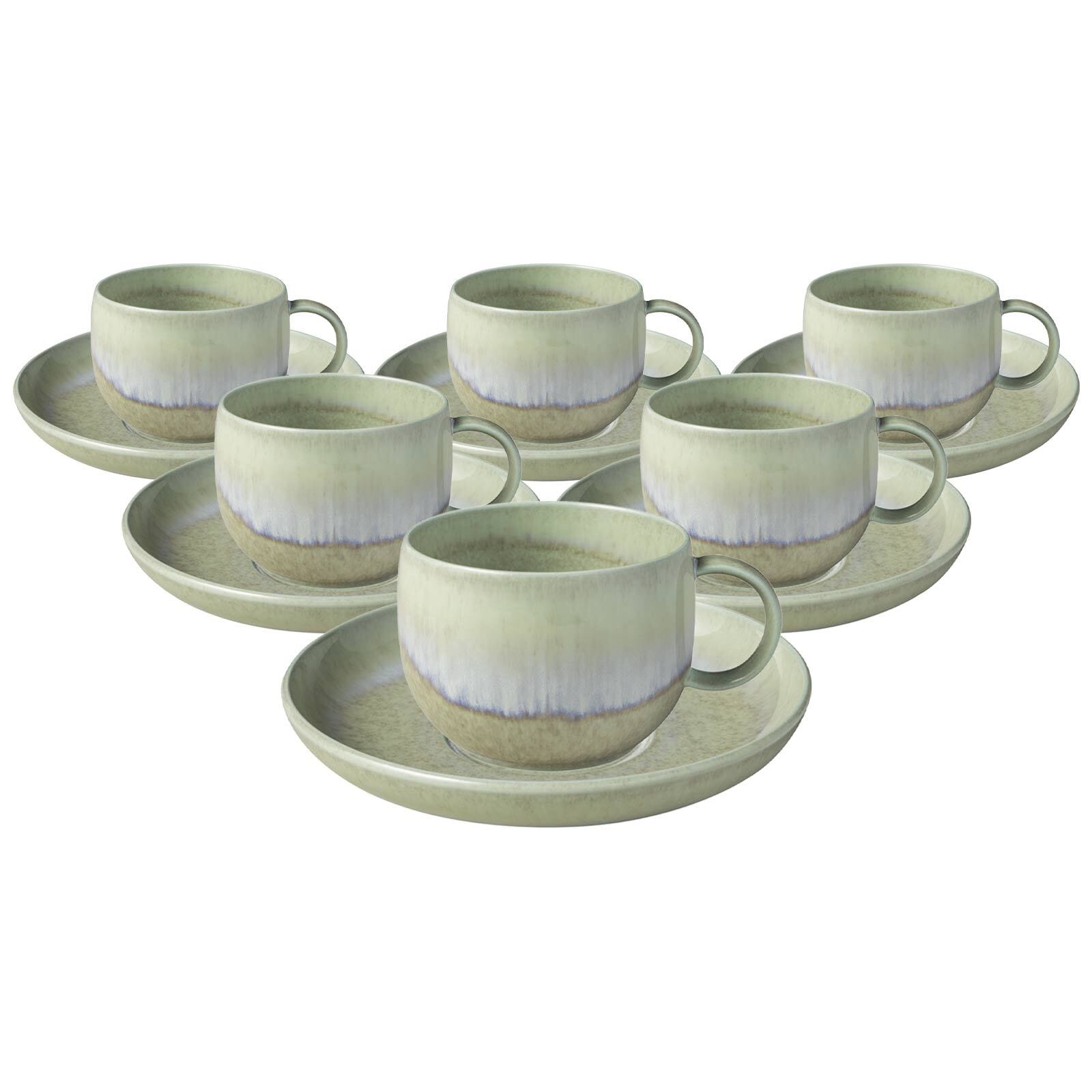like. by Villeroy & Boch Kaffeetassen mit Untertassen Perlemor Alga 190 ml 6er Set - Bild 1