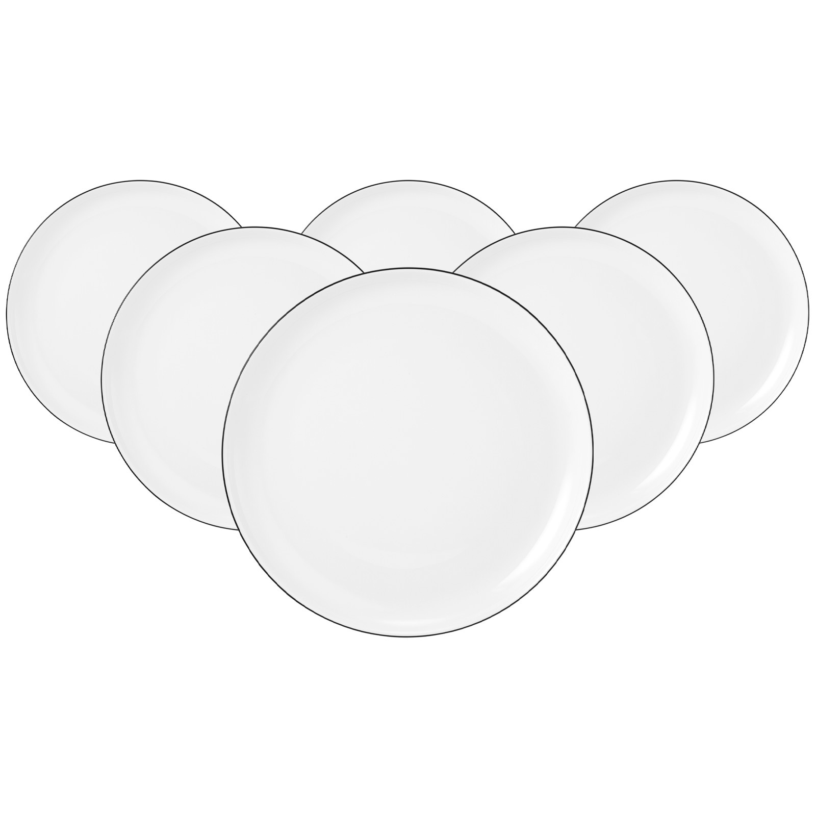 Seltmann Weiden Fr&uuml;hst&uuml;cksteller Lido Black Line &oslash; 20 cm 6er Set - Bild 1