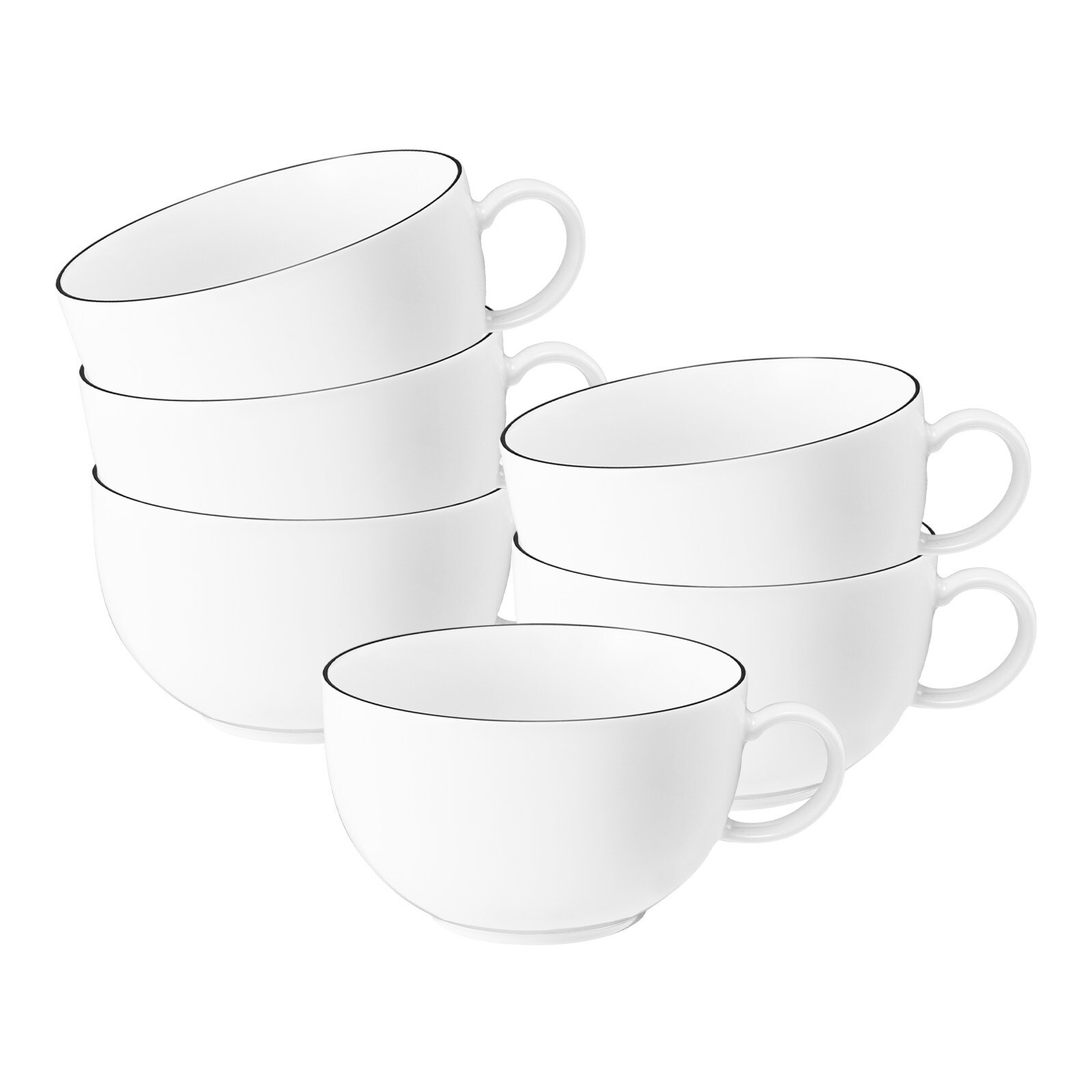 Seltmann Weiden Milchkaffeetassen Lido Black Line 350 ml 6er Set