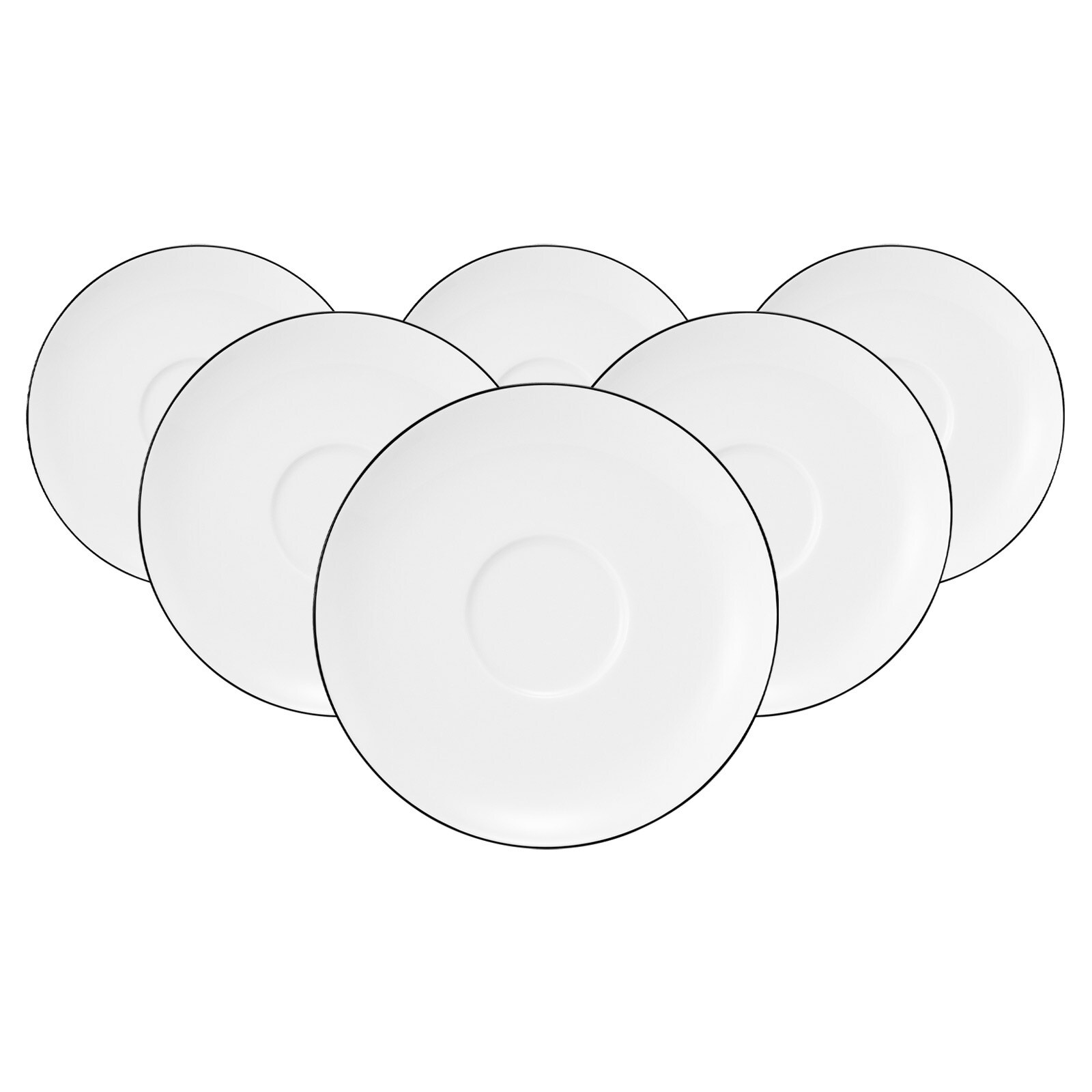 Seltmann Weiden Milchkaffeeuntertassen Lido Black Line &oslash; 16 cm 6er Set - Bild 1
