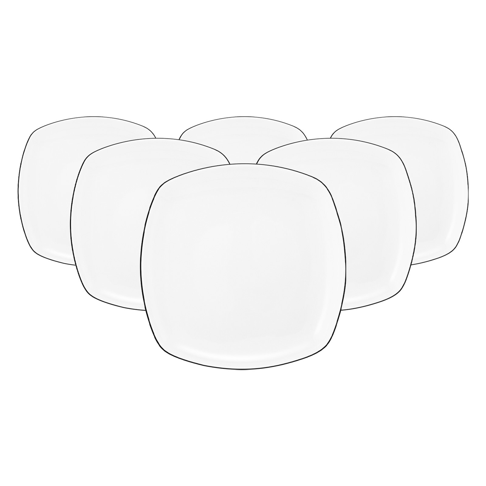 Seltmann Weiden Fr&uuml;hst&uuml;cksteller eckig Lido Black Line &oslash; 20 cm 6er Set - Bild 1