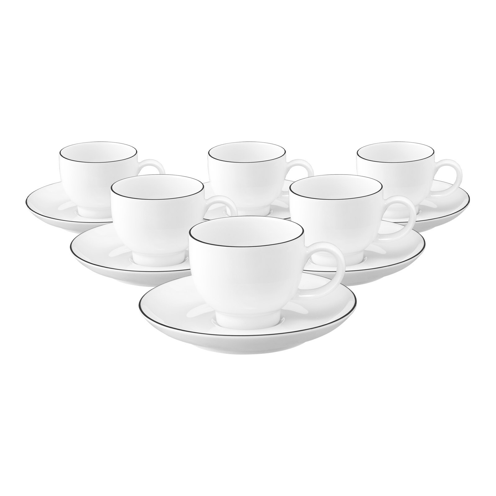 Seltmann Weiden Espressotassen mit Untertassen Lido Black Line 90 ml 6er Set