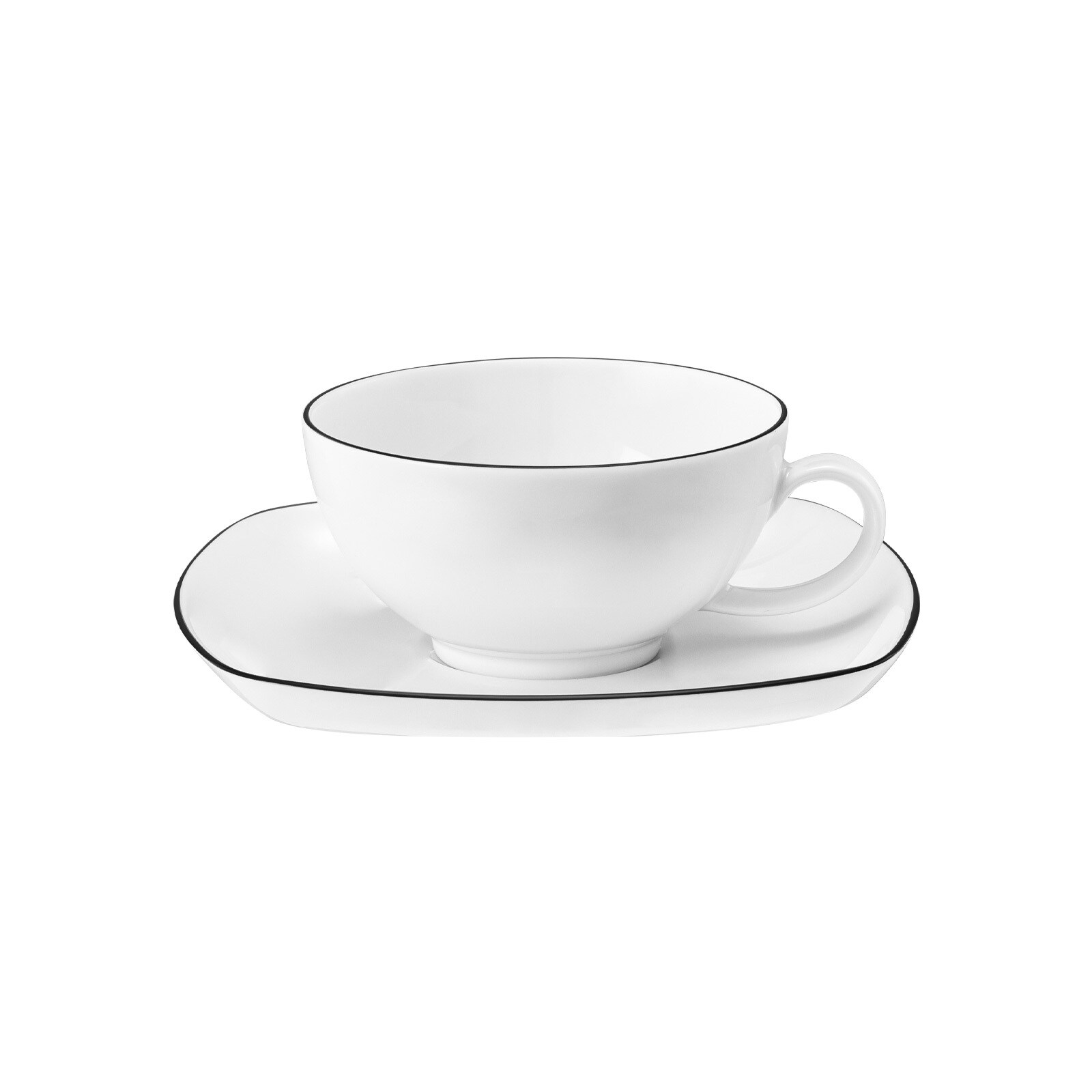 Seltmann Weiden Teetasse mit Untertasse eckig Lido Black Line 200 ml - Bild 1