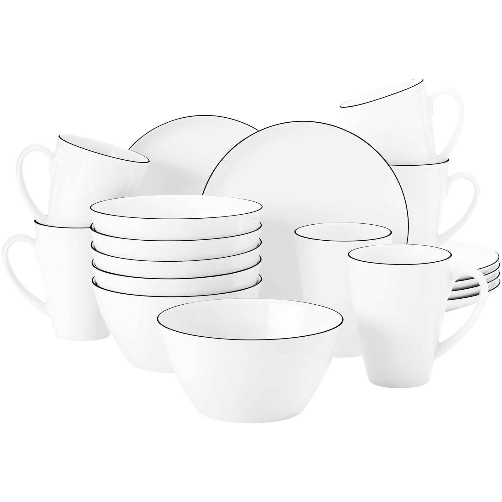 Seltmann Weiden Fr&uuml;hst&uuml;cks-Set Lido Black Line 18er Set - Bild 1