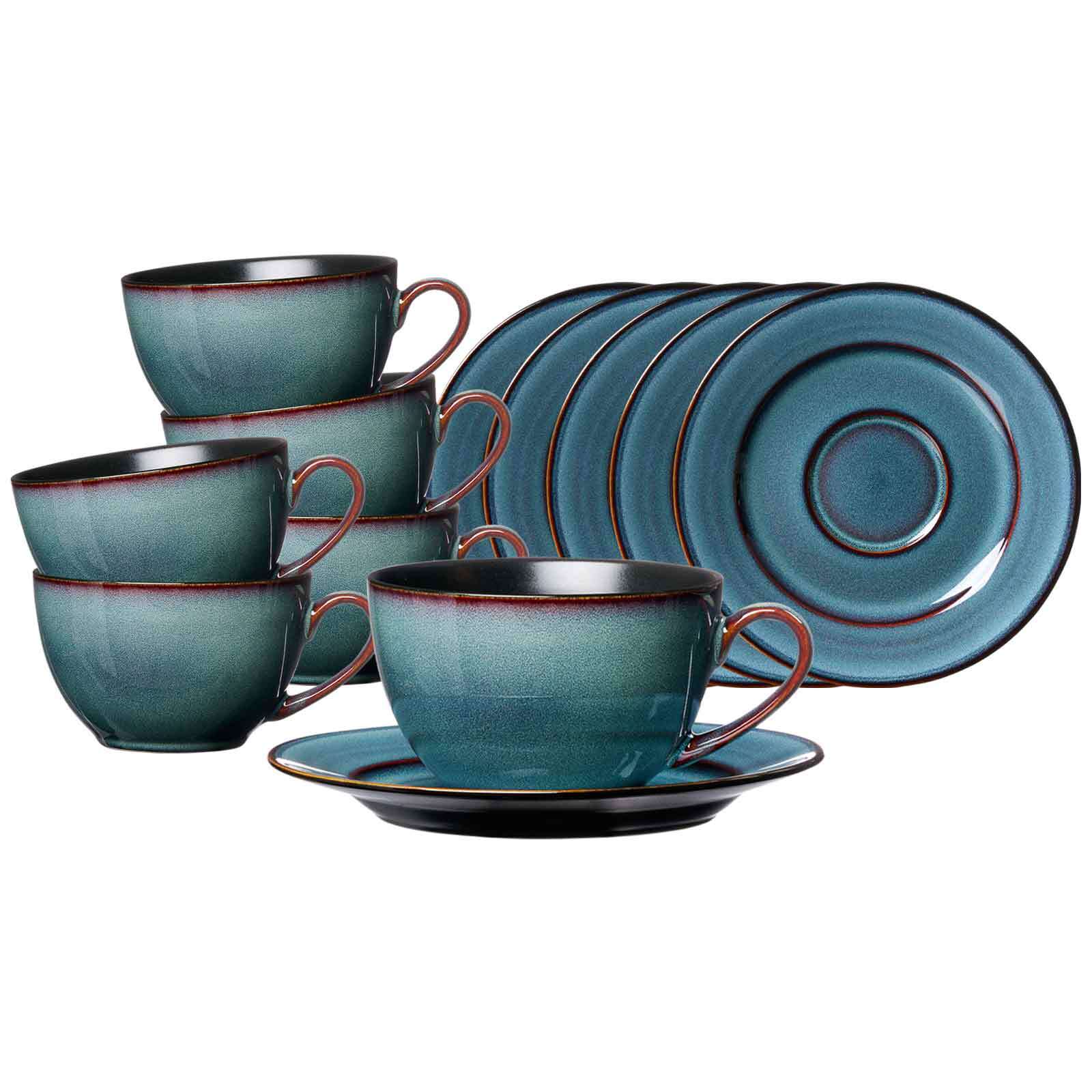 Ritzenhoff & Breker Kaffeetassen mit Untertassen Bali 220 ml 6er Set - Bild 1