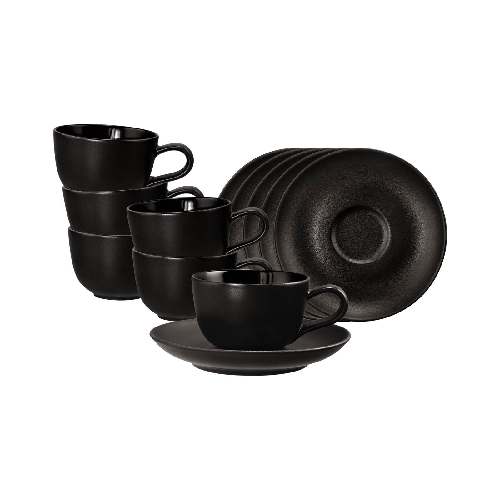 Seltmann Weiden Espressotassen mit Untertassen Liberty Velvet Black 100 ml 6er Set