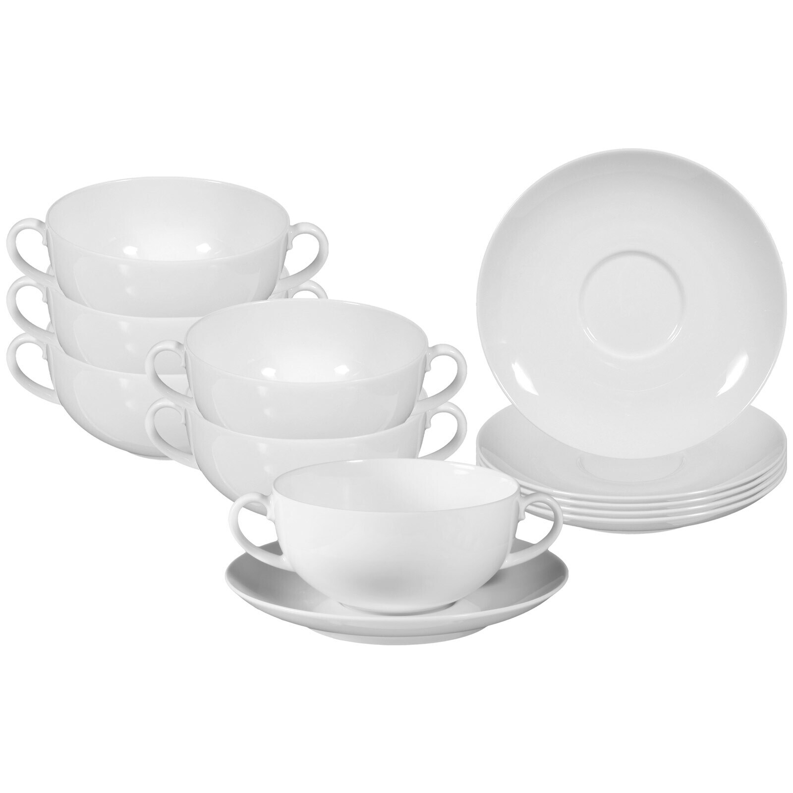 Seltmann Weiden Suppentassen mit Untertassen Rondo/Liane 360 ml 6er Set