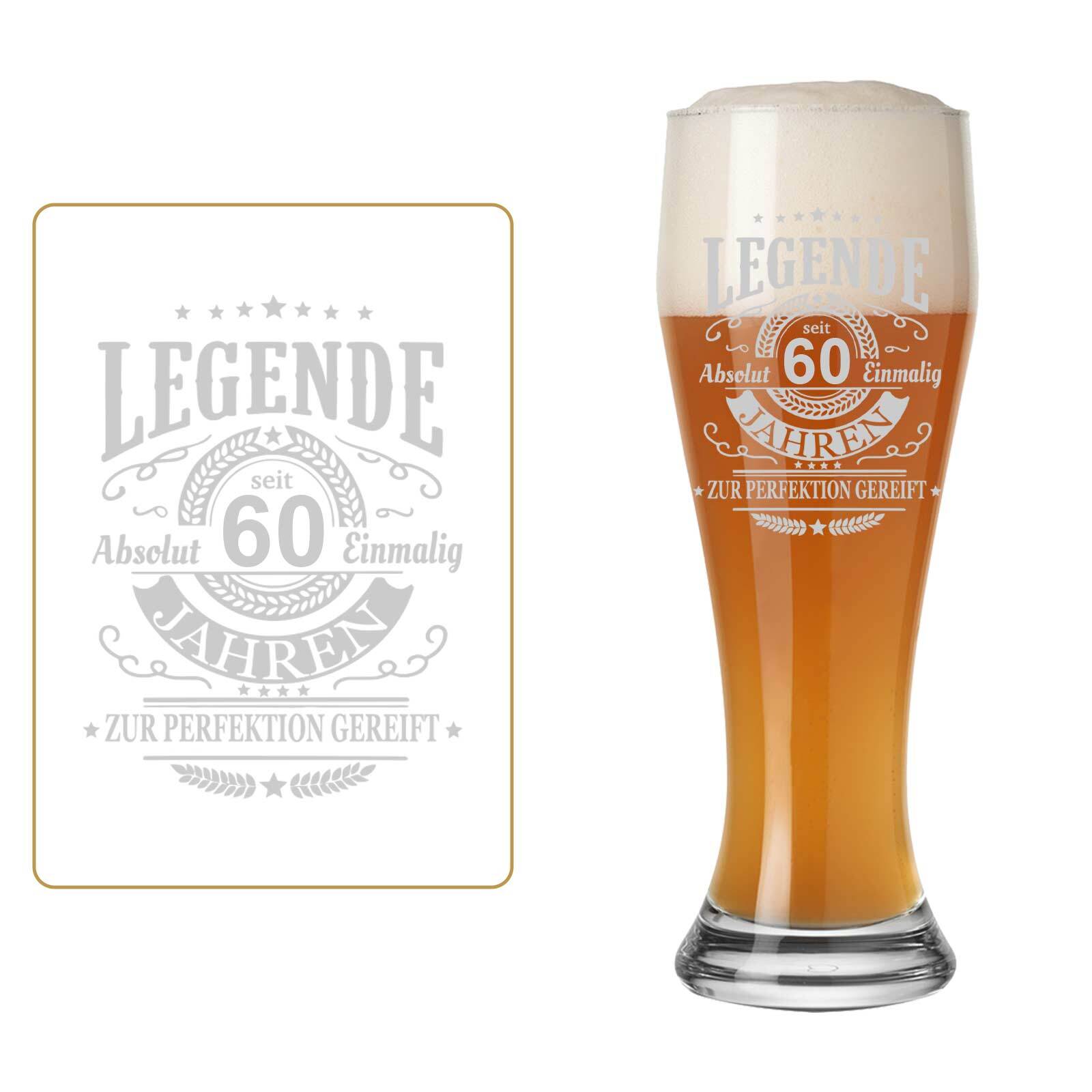 LUXENTU Weizenbierglas mit Gravur Legende seit 60 Jahren 0,5 l - Bild 1