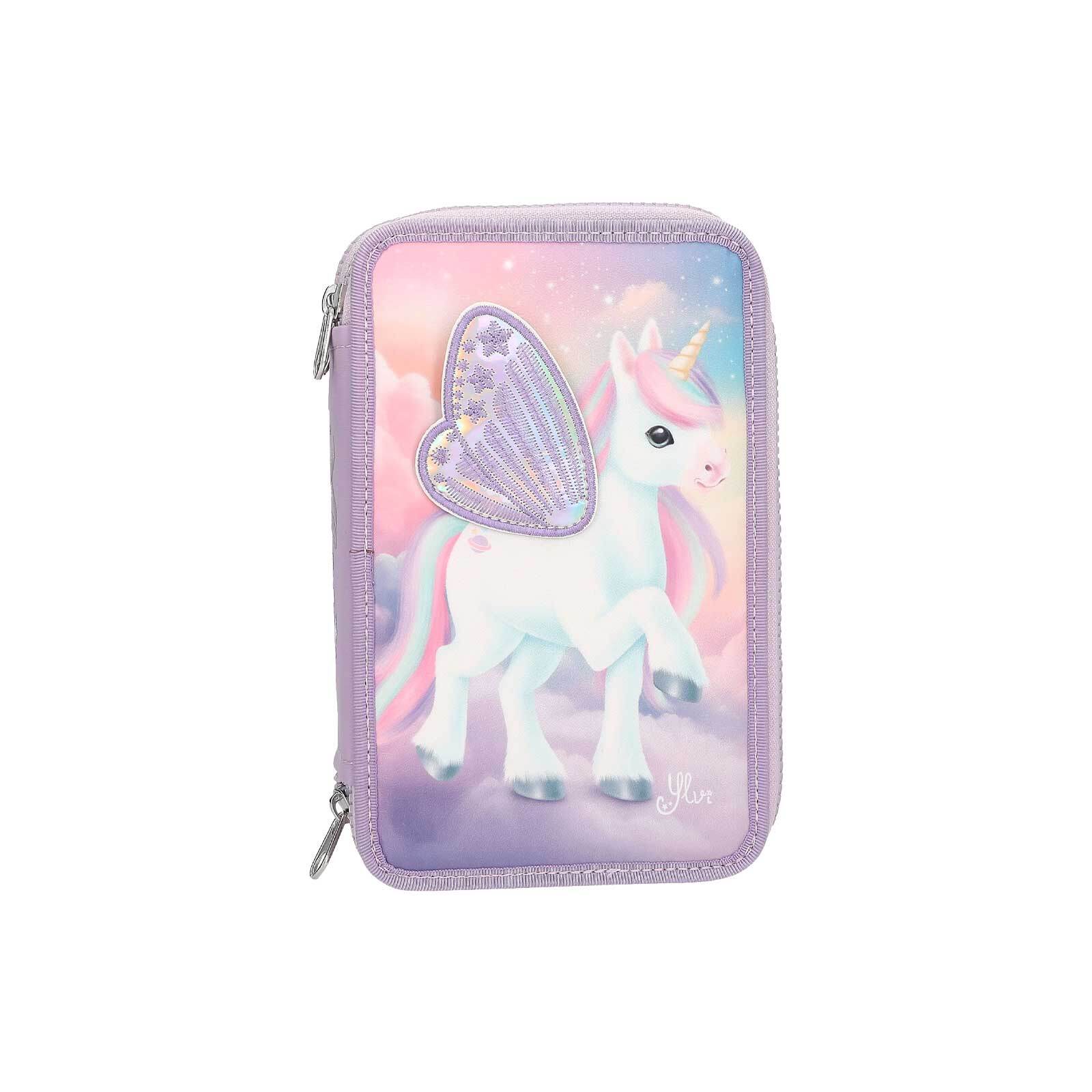 Depesche 3-Fach Federtasche mit appliziertem Fl&uuml;gel inkl. Stifte Ylvi 7,5 x 13,5 x 20 cm - Bild 1