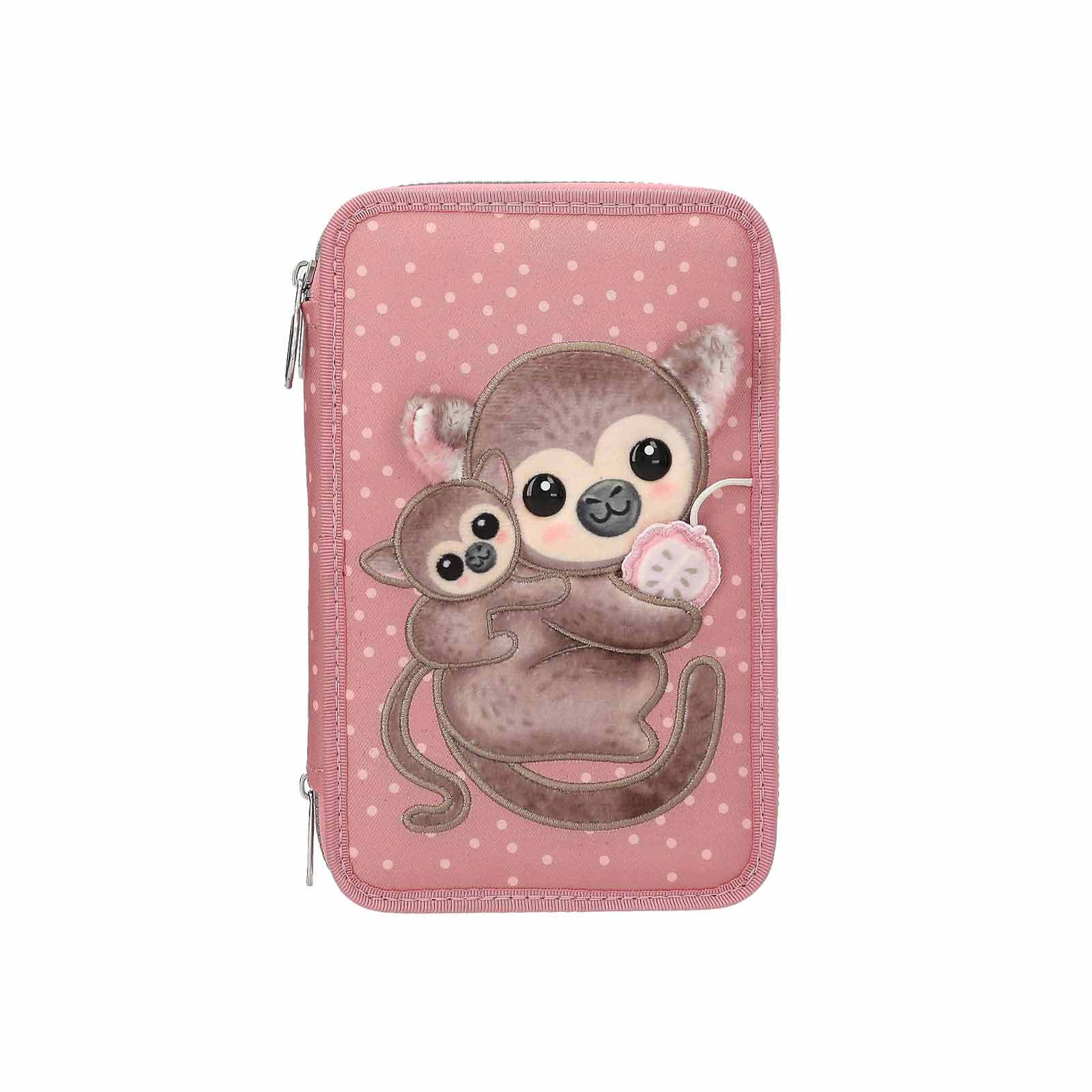 Depesche 3-Fach Federtasche mit Affen-Applikation JUICY inkl. Stifte TOPModel 7,5 x 13 x 20 cm - Bild 1