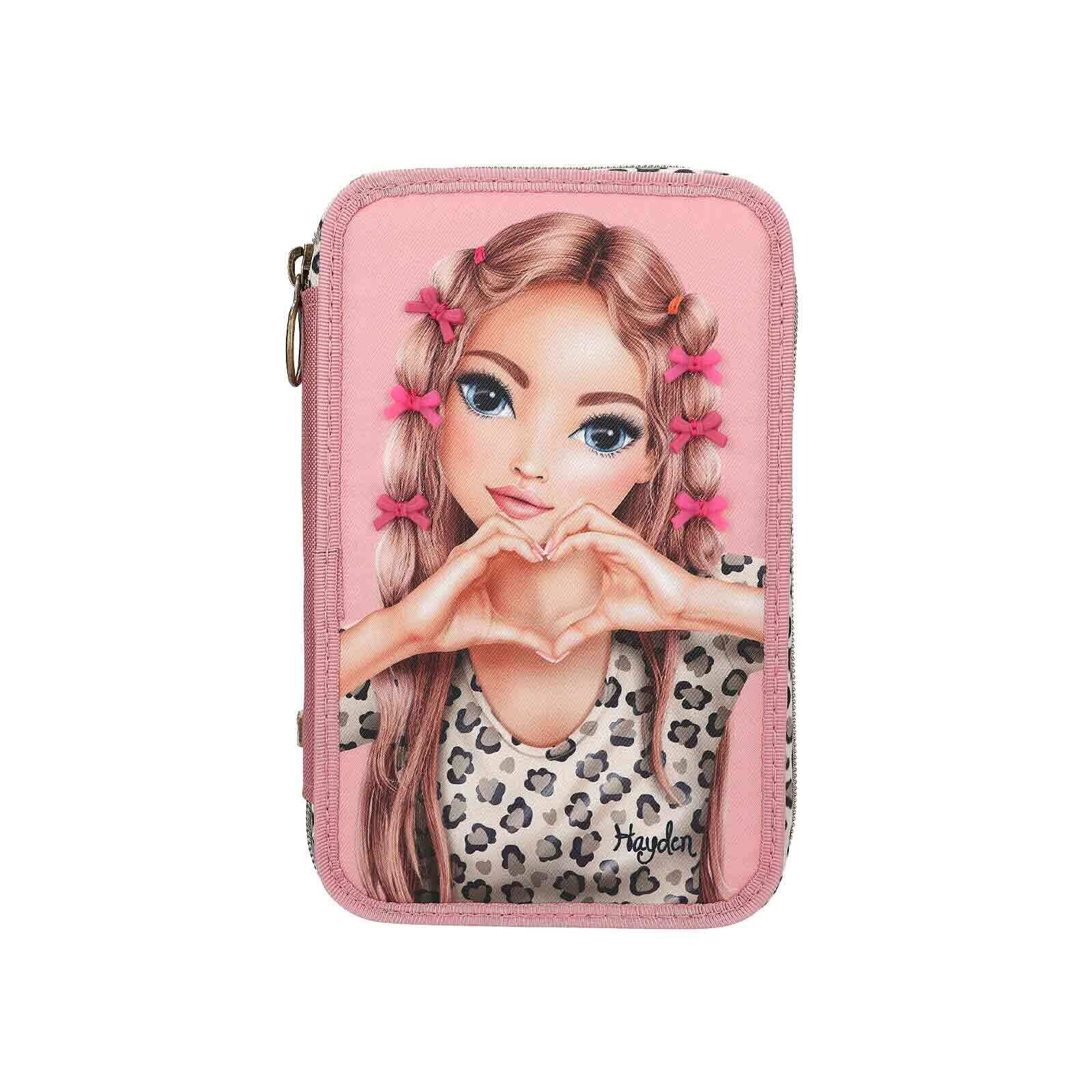 Depesche 3-Fach Federtasche LEOHEART mit Schleifen TOPModel 7,5 x 13 x 20 cm