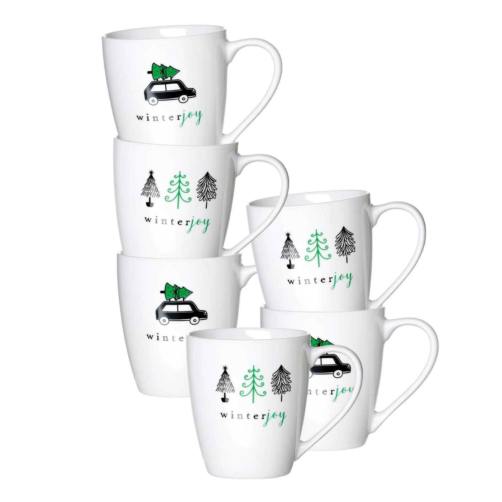 Ritzenhoff & Breker Henkelbecher Winter Joy Green 360 ml 6er Set - Bild 1