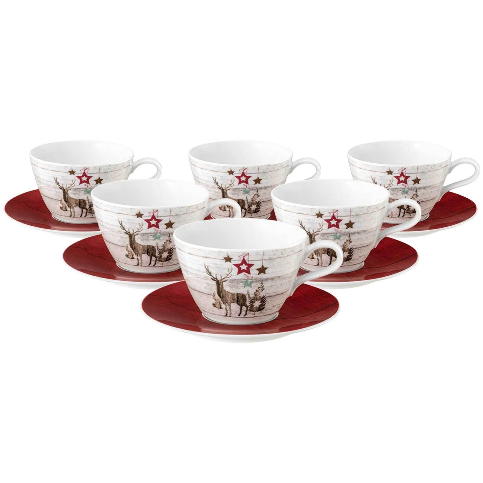 Seltmann Weiden Milchkaffeetassen mit Untertassen Life Christmas 370 ml 6er Set