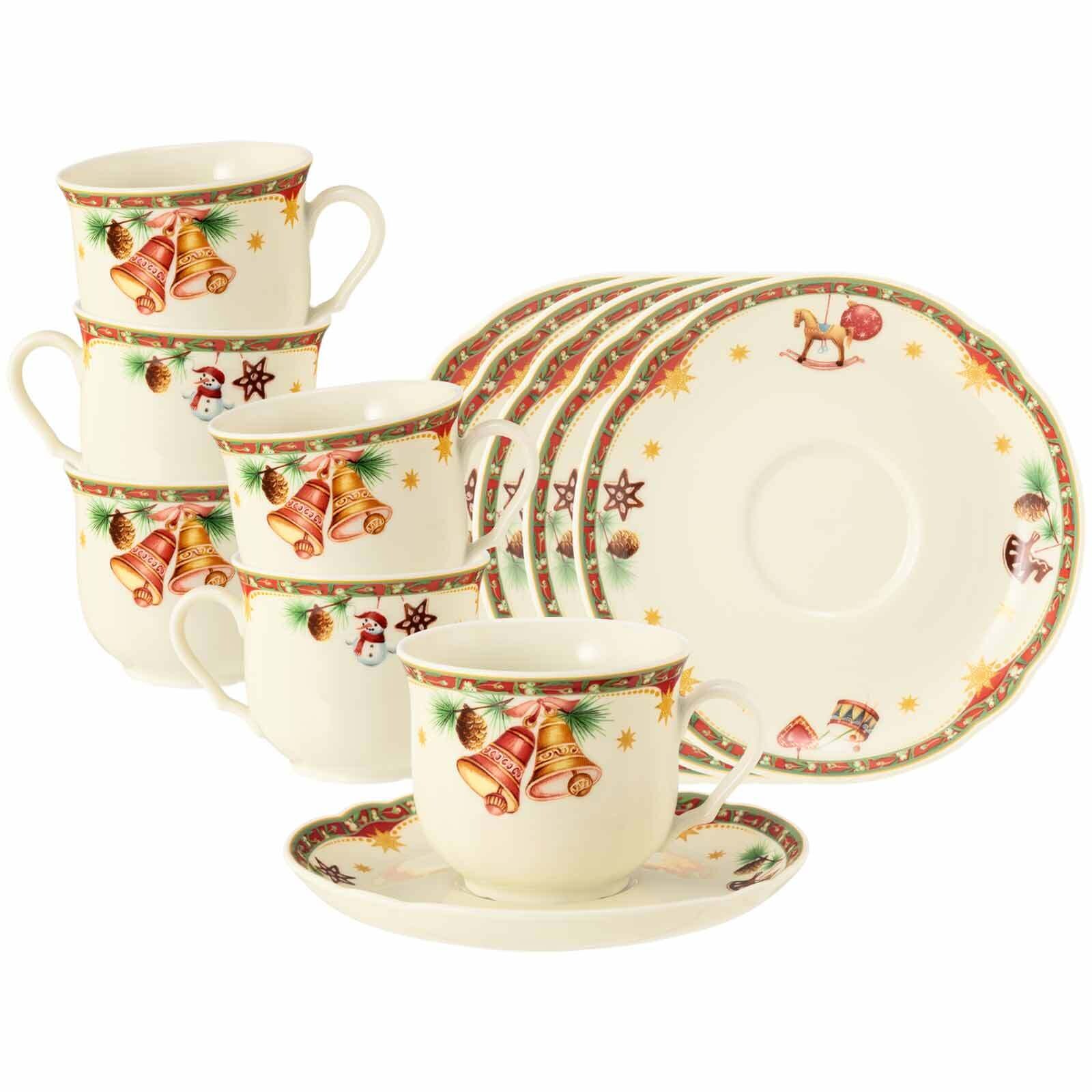 Seltmann Weiden Kaffeetassen mit Untertassen Marieluise Weihnachtsnostalgie 230 ml 12er Set