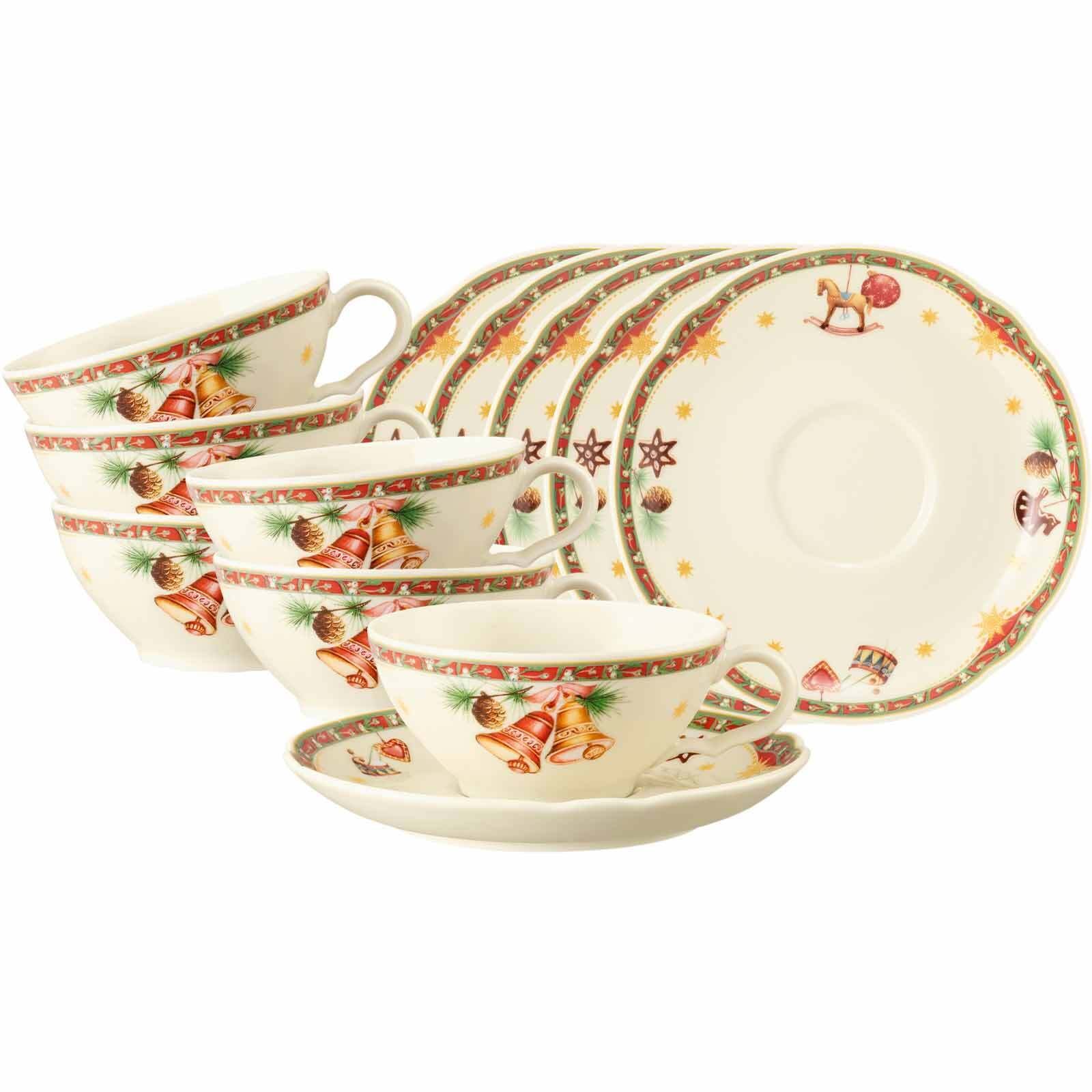 Seltmann Weiden Teetassen mit Untertassen Marieluise Weihnachtsnostalgie 130 ml 12er Set - Bild 1