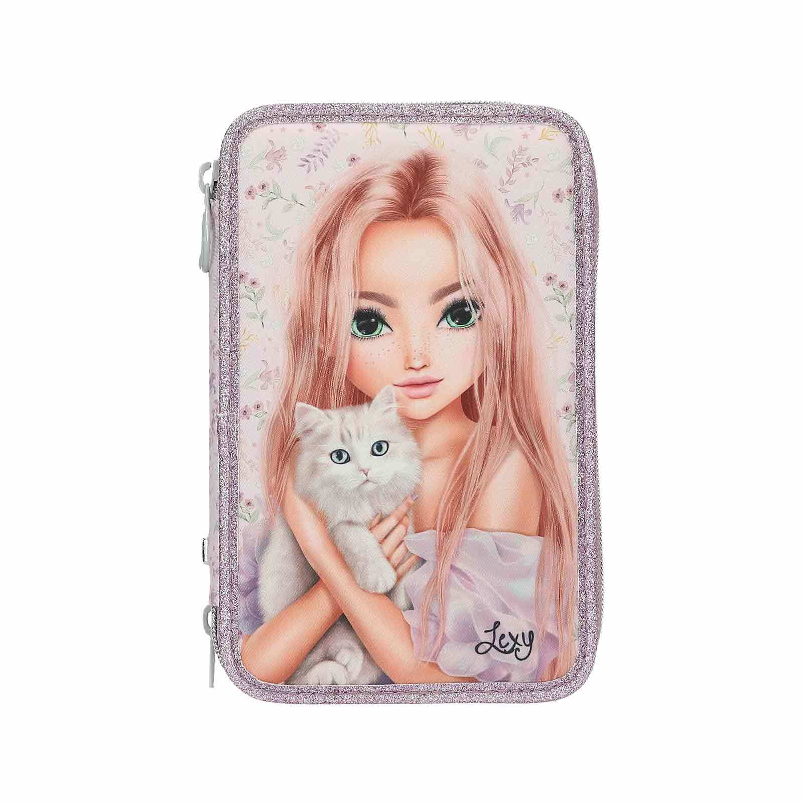 Depesche 3-Fach Federtasche BLOOMING KITTY TOPModel 7,5 x 13 x 20 cm - Bild 1
